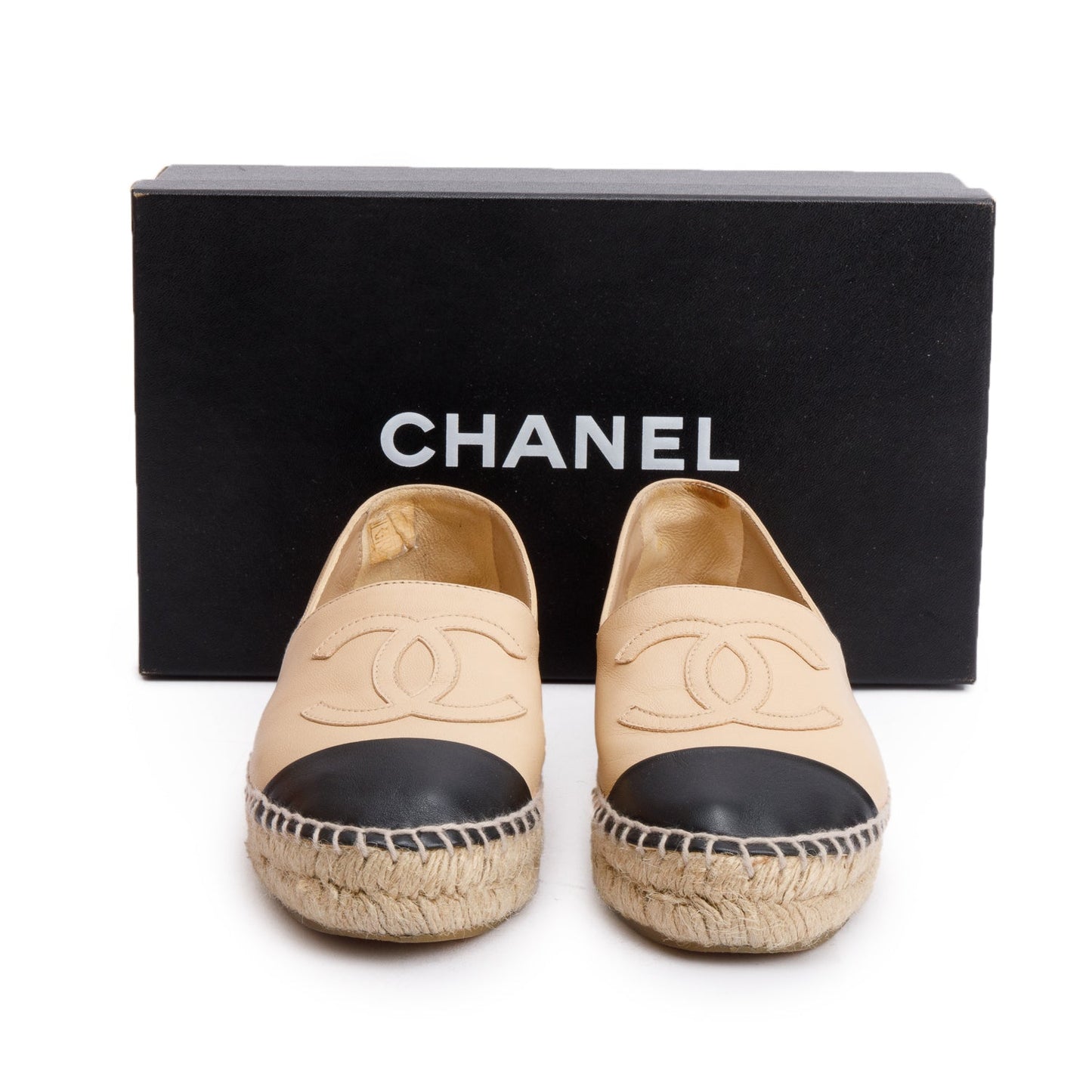 Chanel Neutral & CC Logo Espadrilles Leather Black Travel Bag Logo Espadrilles