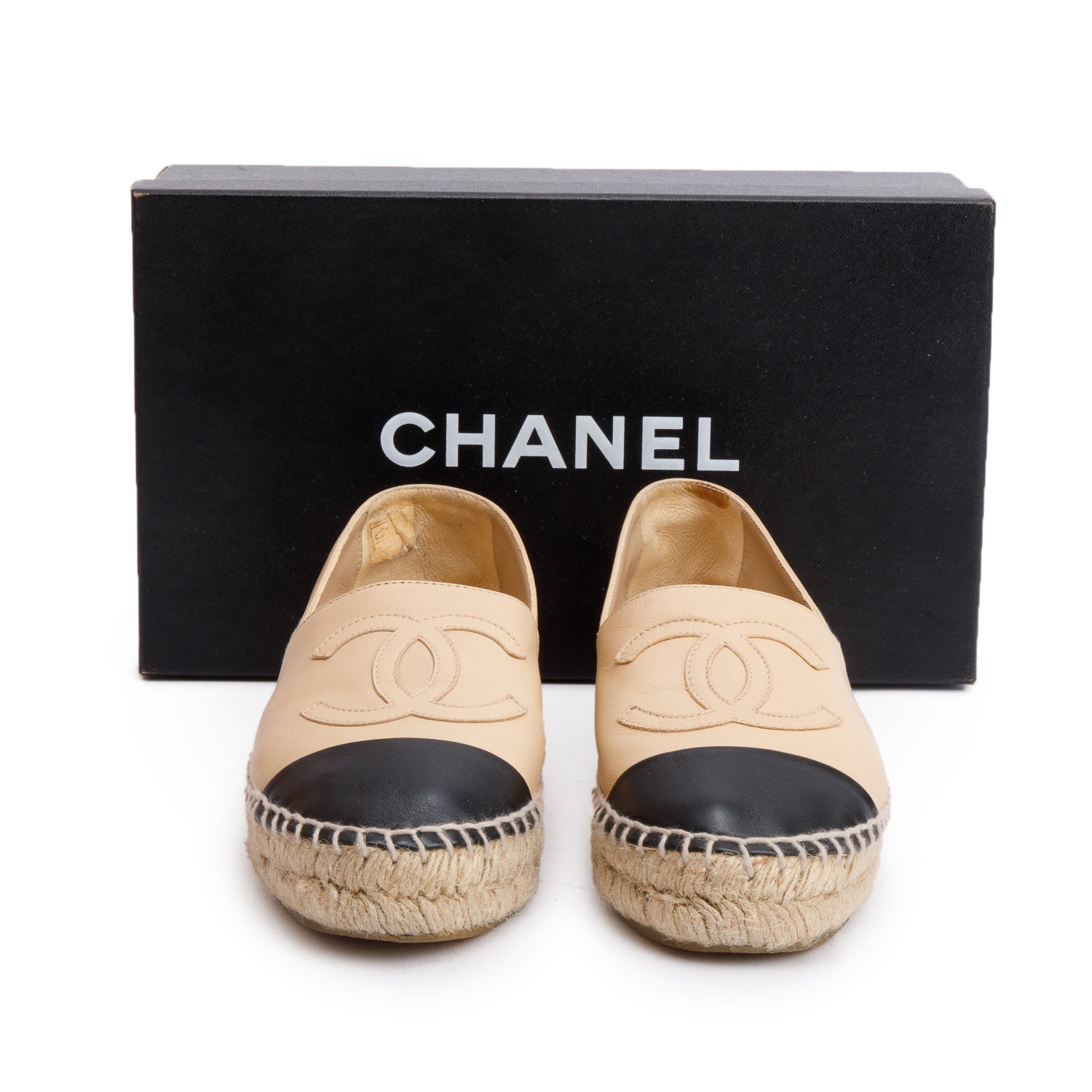 Chanel Neutral & CC Logo Espadrilles Leather Black Travel Bag Logo Espadrilles