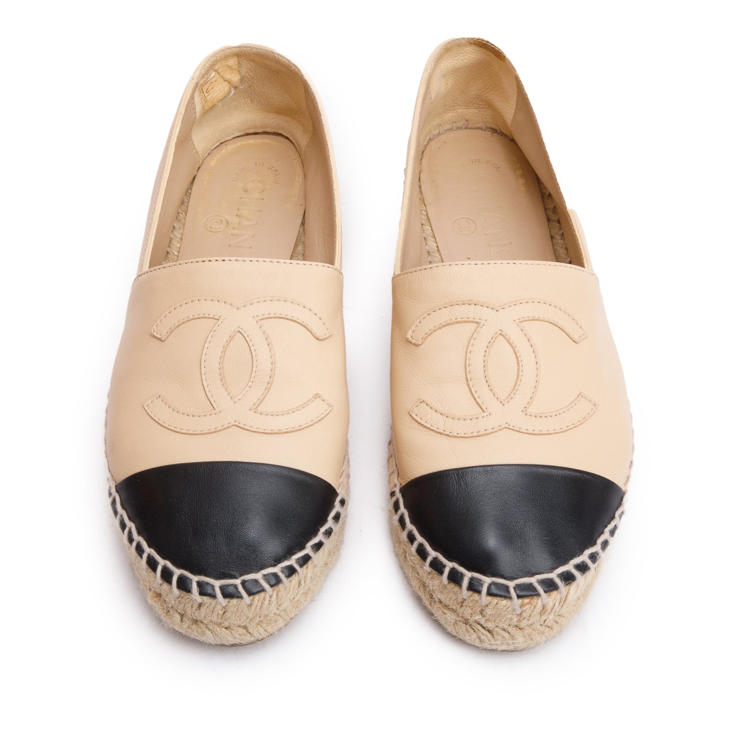 Chanel Neutral & CC Logo Espadrilles Leather Black Travel Bag Logo Espadrilles