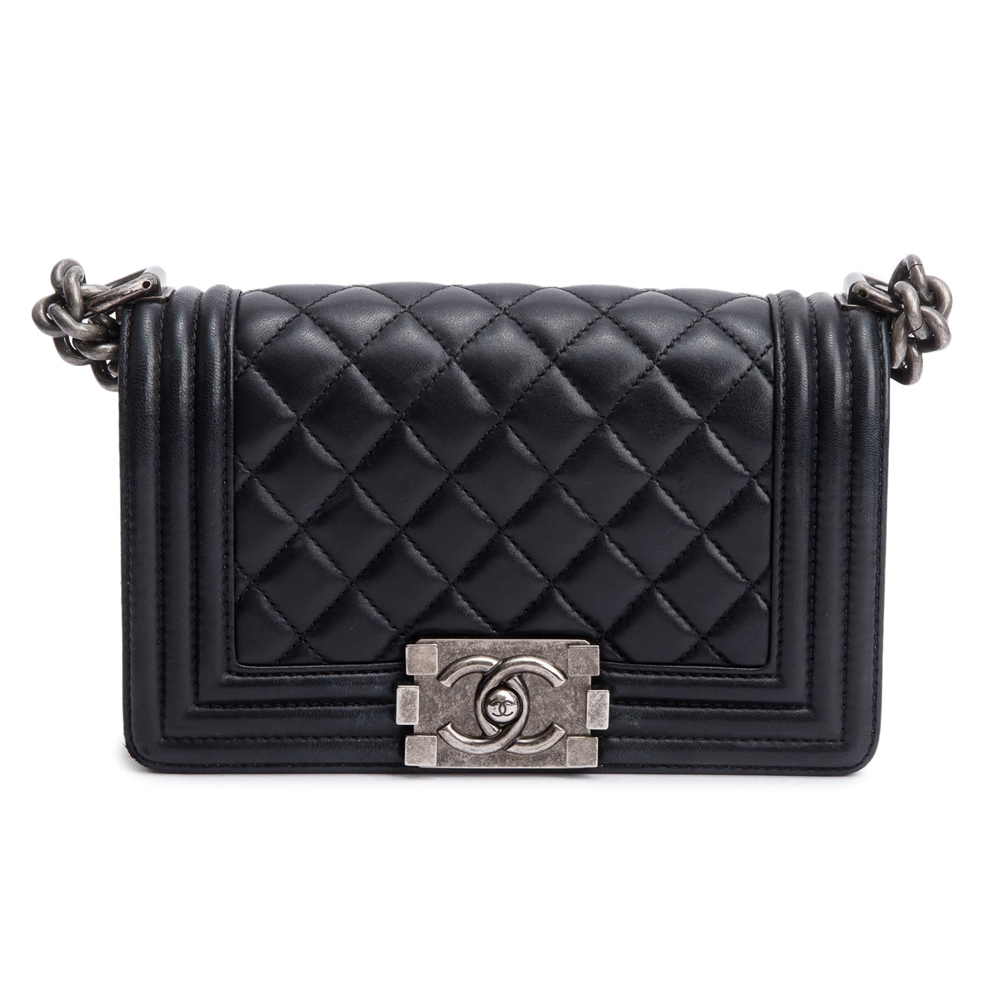 Chanel Quilted Boy Leather Lambskin Black Travel Bag 6