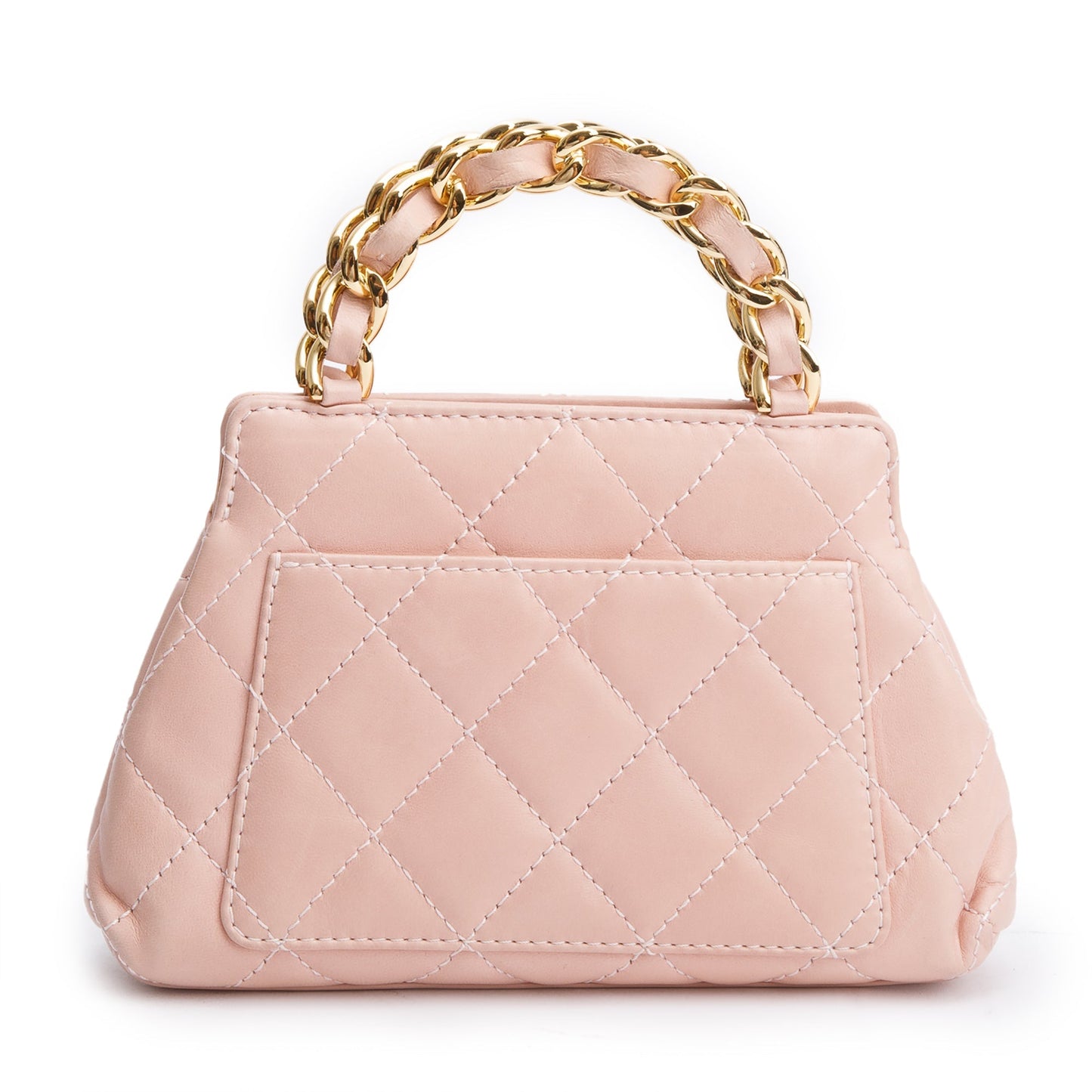 Chanel Quilted Evening Top Handle Leather Lambskin Pink Travel Bag