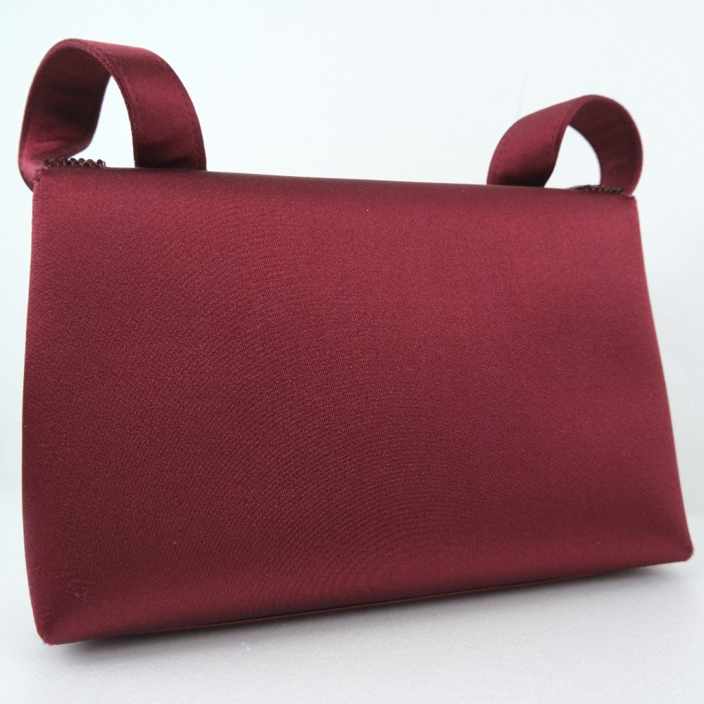 Chanel Satin Rhinestone Bordeaux COCO Mark Party Shoulder Bag