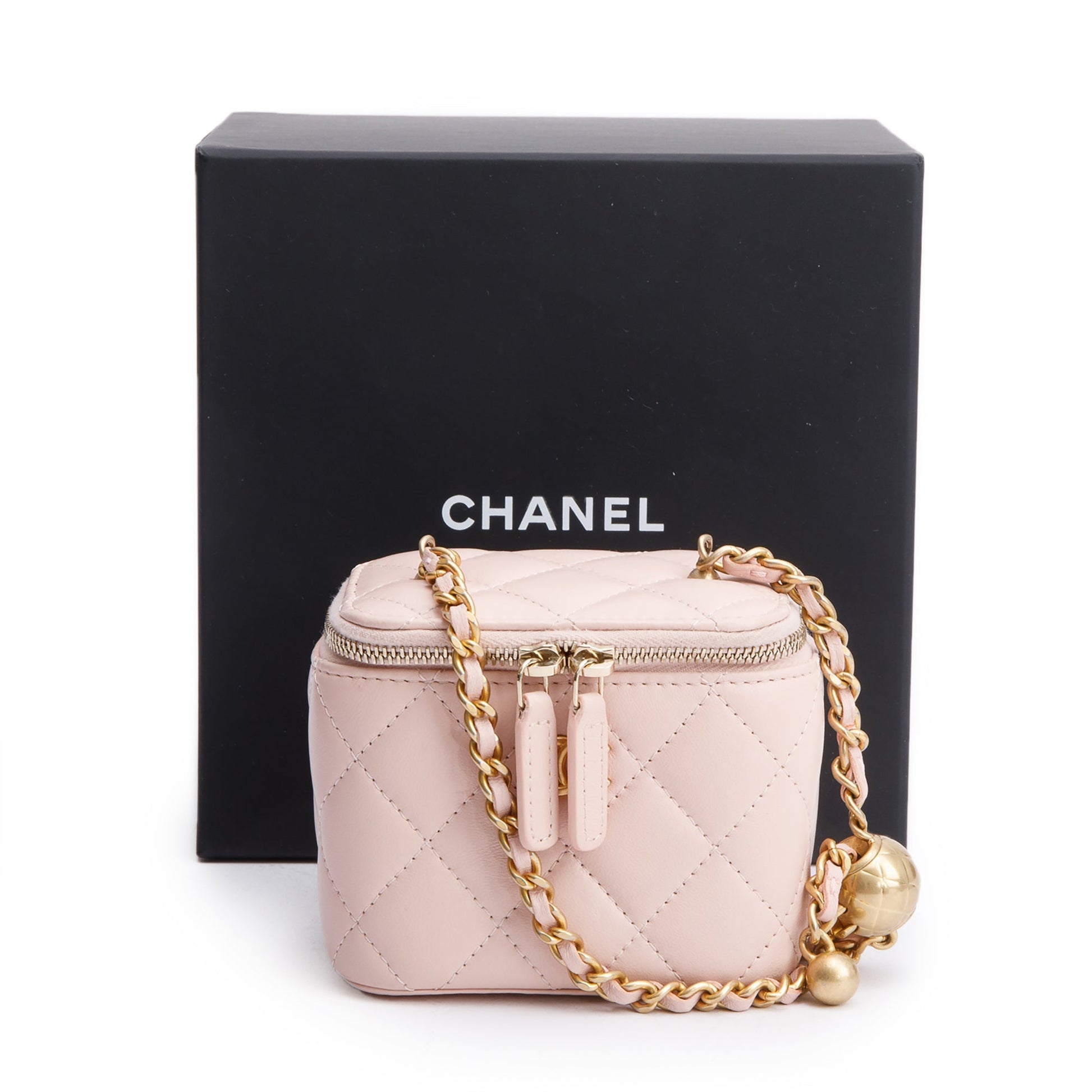 Chanel Pearl Crush Vanity Leather Calfskin Pink Travel Bag