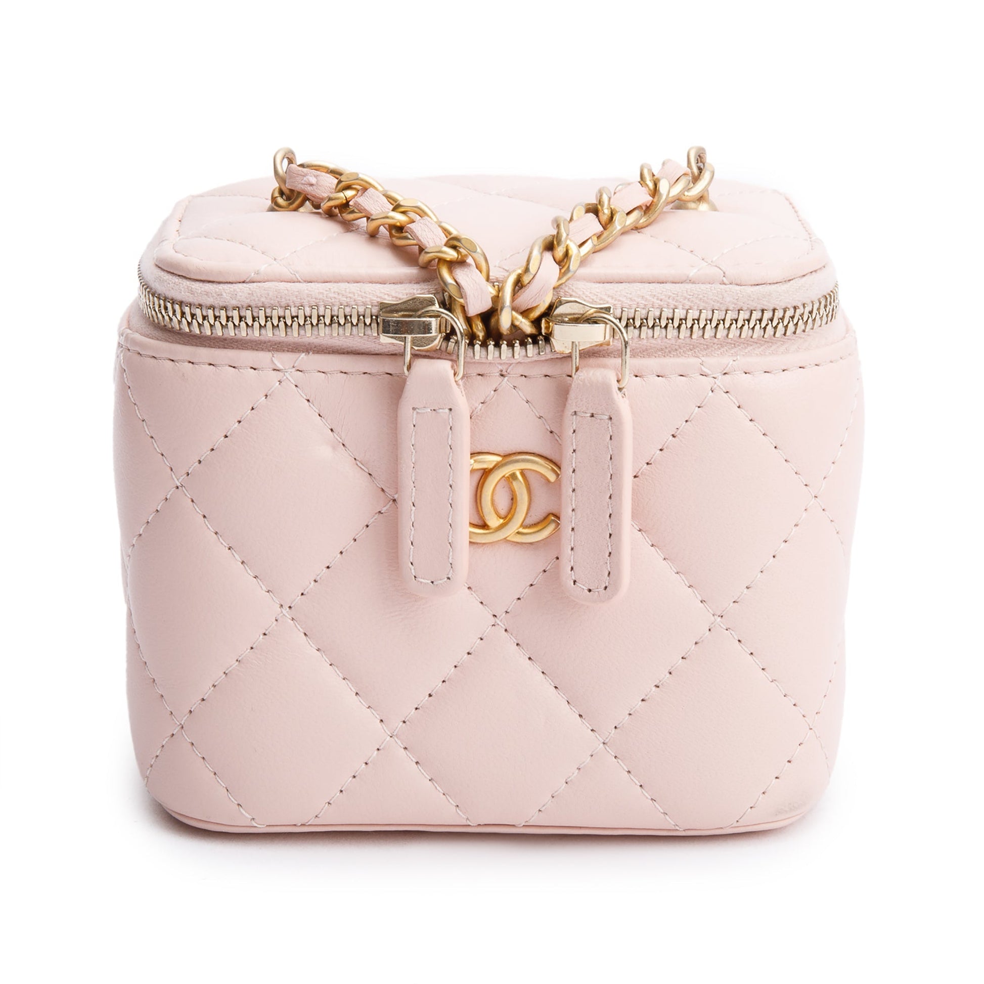 Chanel Pearl Crush Vanity Leather Calfskin Pink Travel Bag