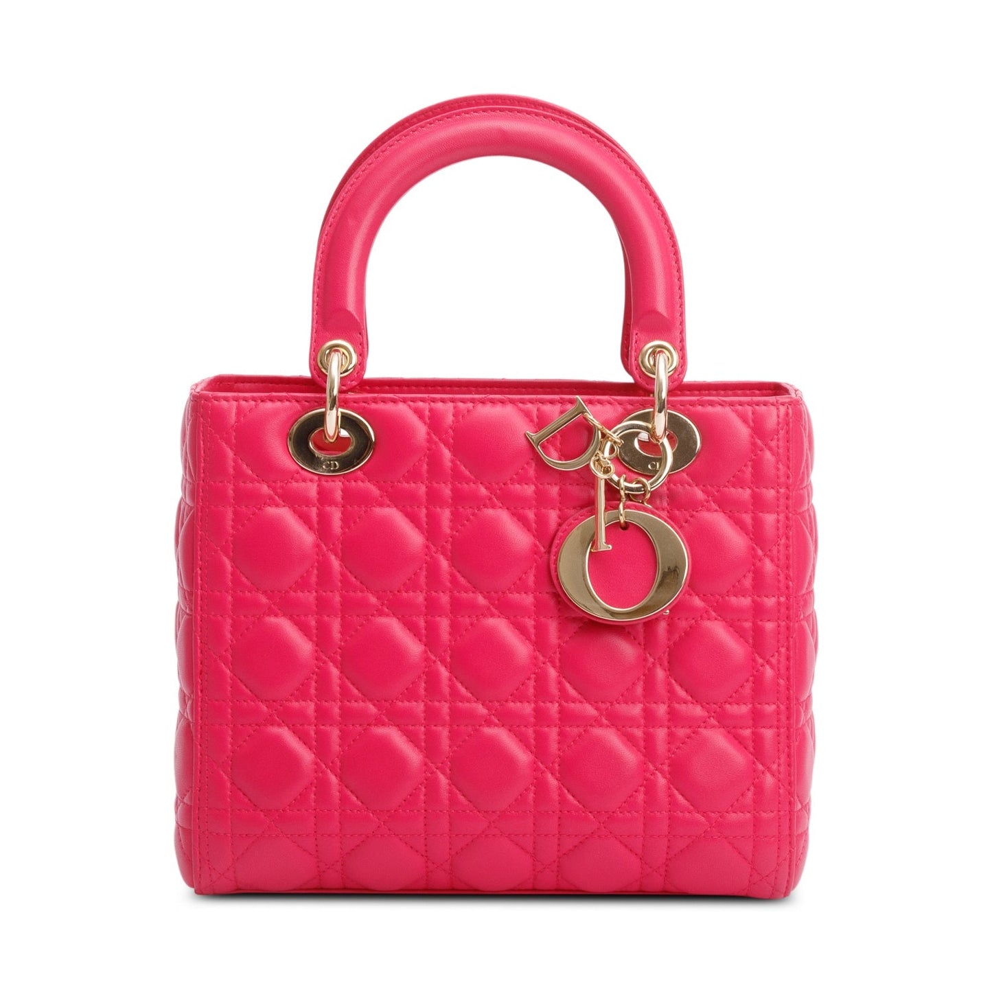 Dior Christian Cannage Lambskin Lady Bag Leather Pink Travel Bag