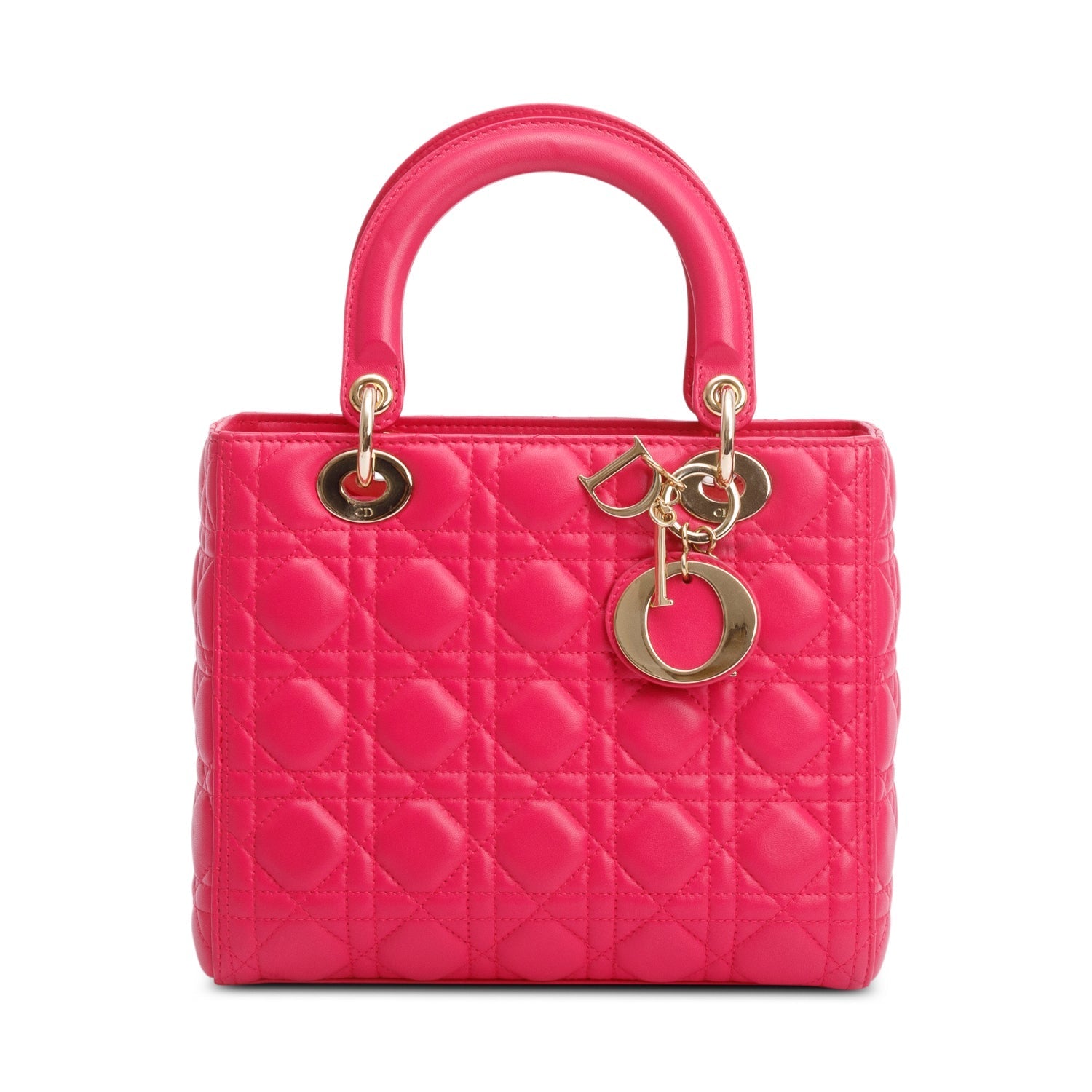 Dior Christian Cannage Lambskin Lady Bag Leather Pink Travel Bag