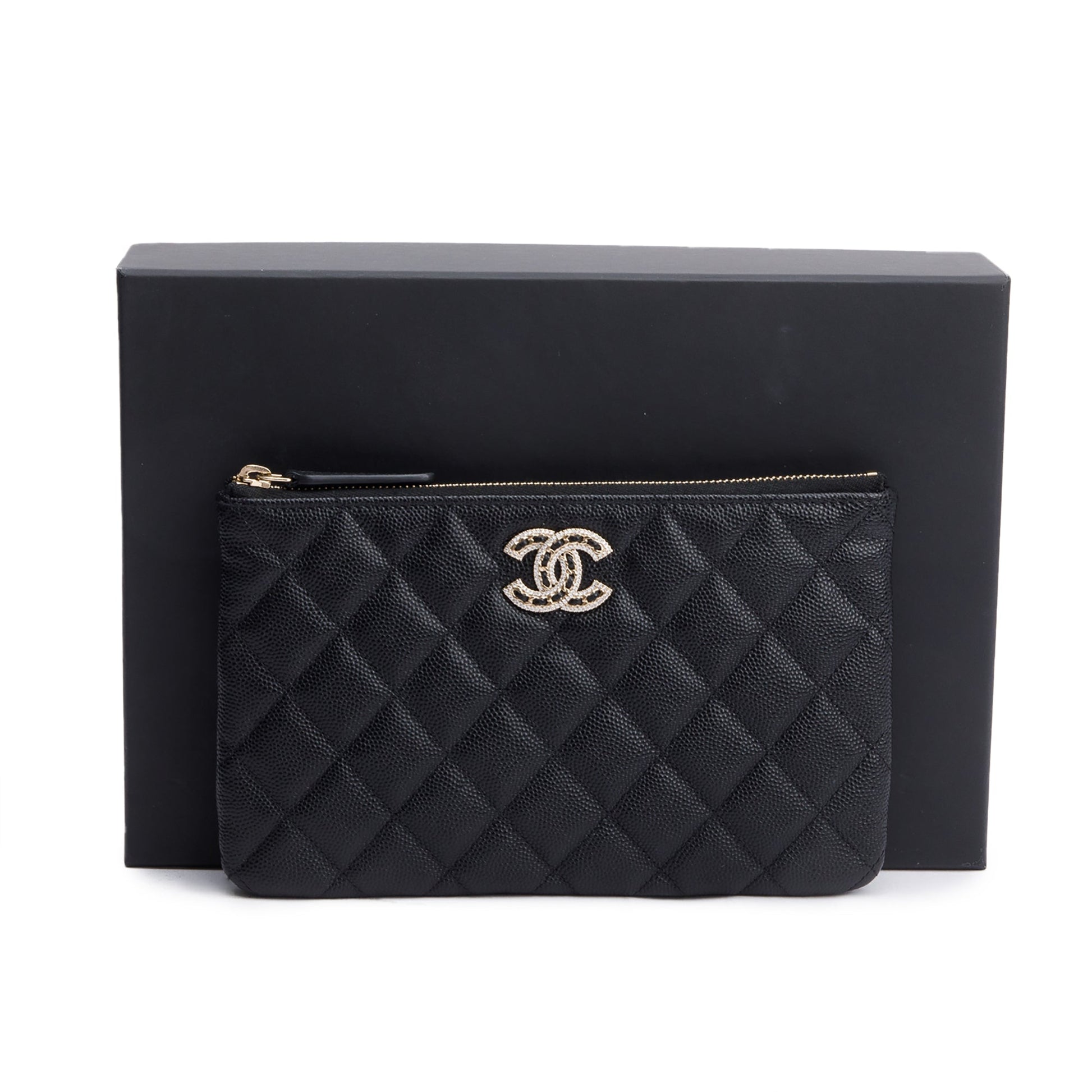 Chanel Quilted Caviar O Leather Black Travel Bag 5