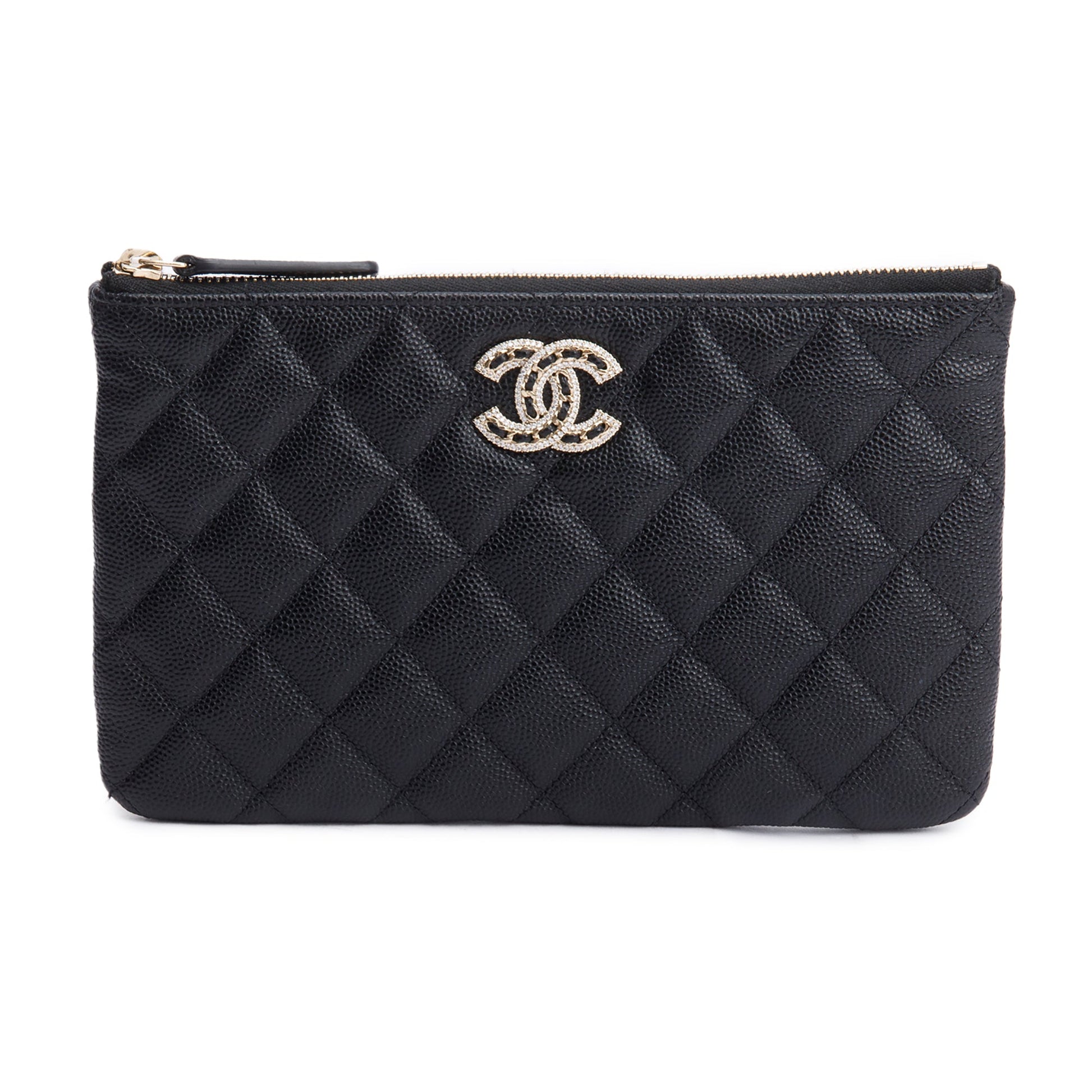 Chanel Quilted Caviar O Leather Black Travel Bag 5