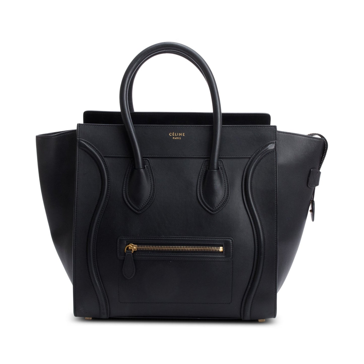Celine Smooth Calfskin Luggage Tote Handbag Leather Black Tote Bag
