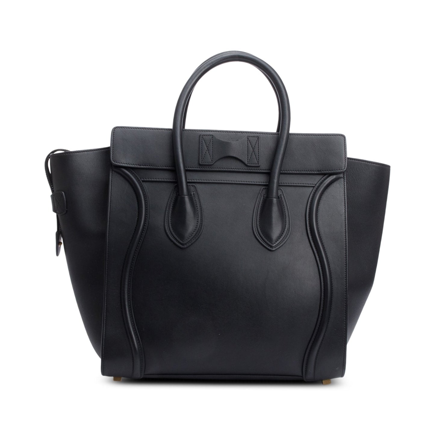 Celine Smooth Calfskin Luggage Tote Handbag Leather Black Tote Bag