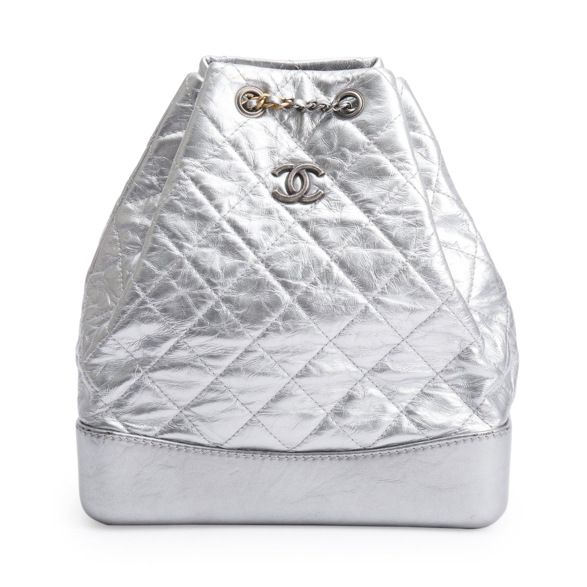 Louis Vuitton Chanel all Gabrielle Backpack Leather Calfskin Silver Travel Bag Gabrielle Backpack