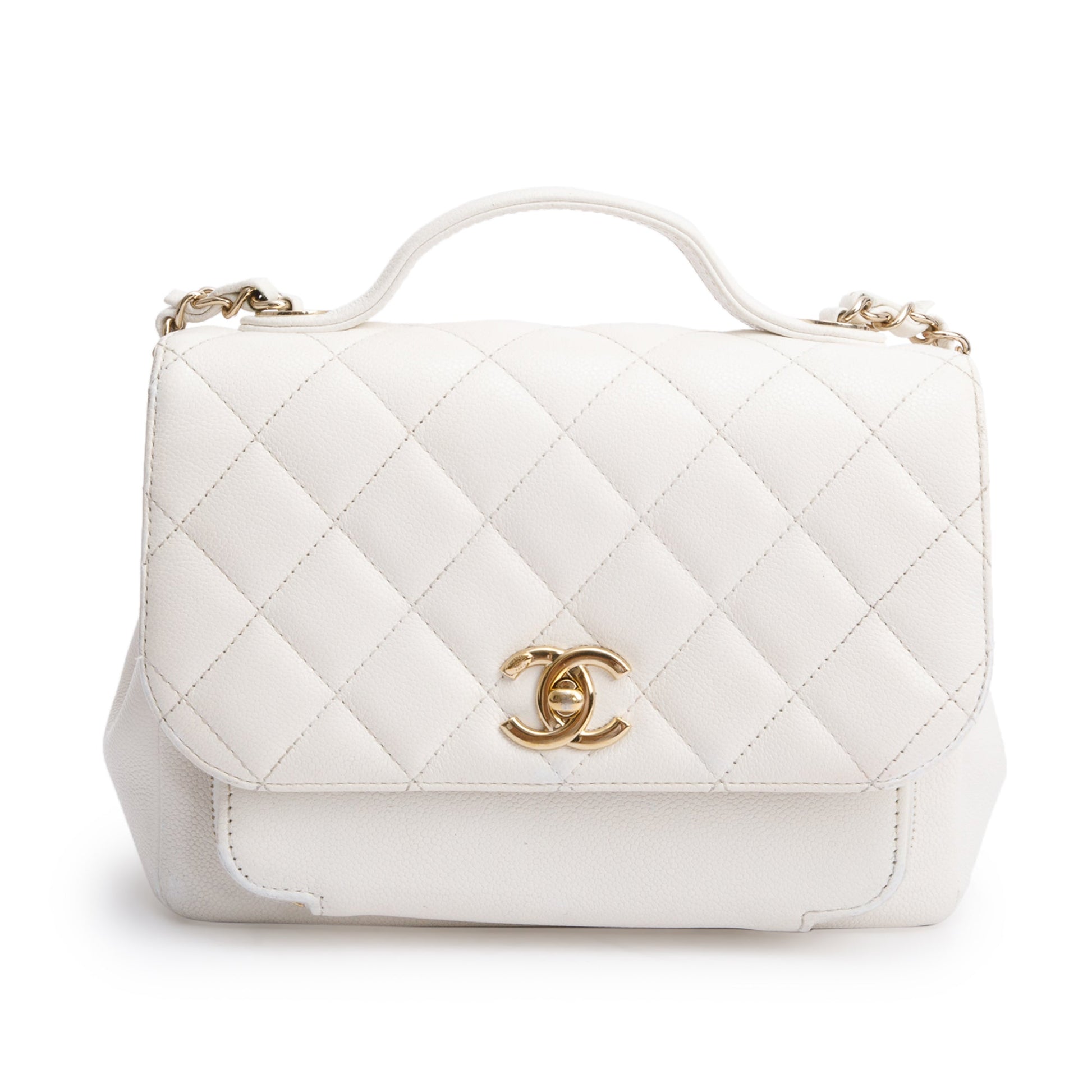 Chanel Caviar Business Affinity Flap Leather White Travel Bag