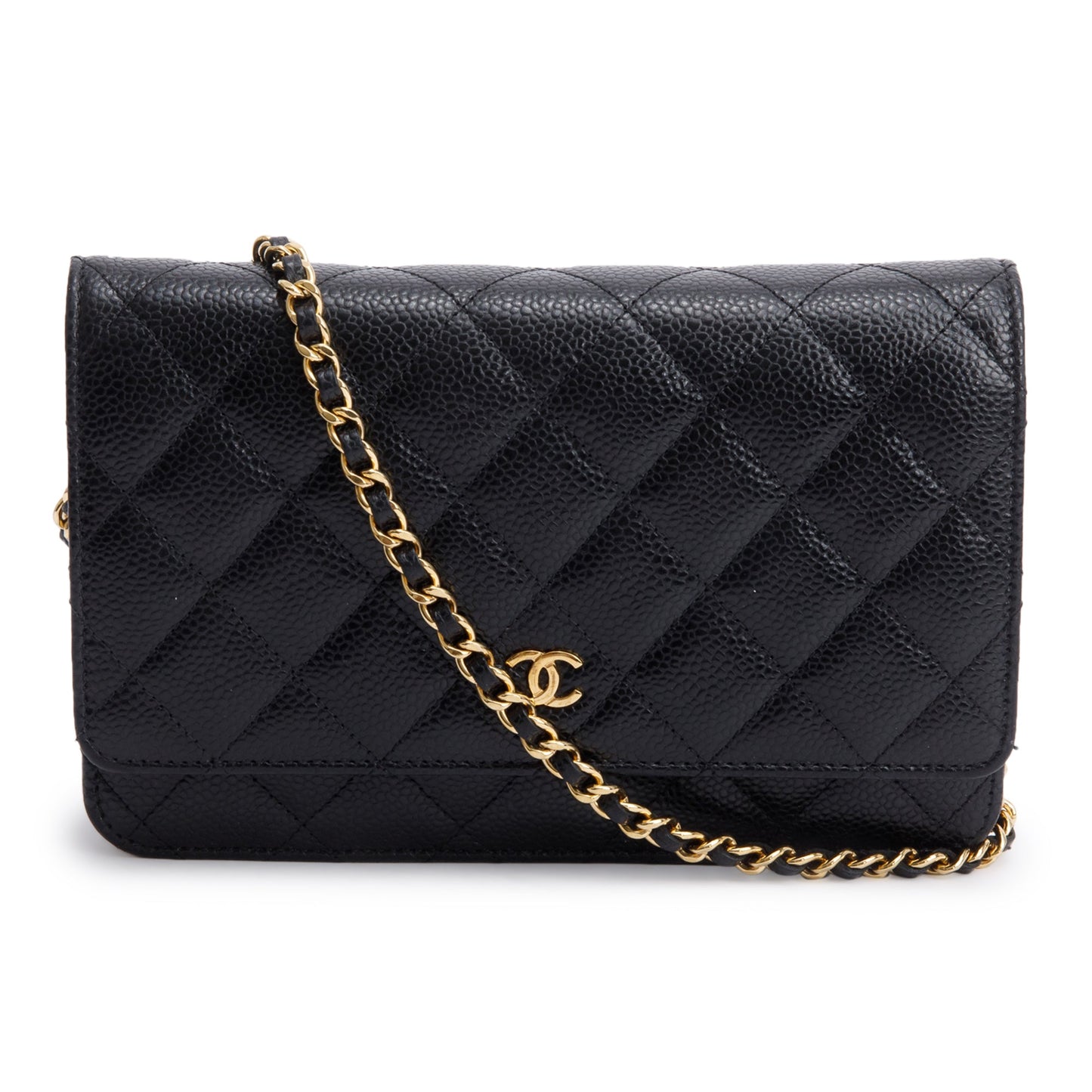 Chanel Quilted Caviar Classic on Leather Black Wallet Case 10