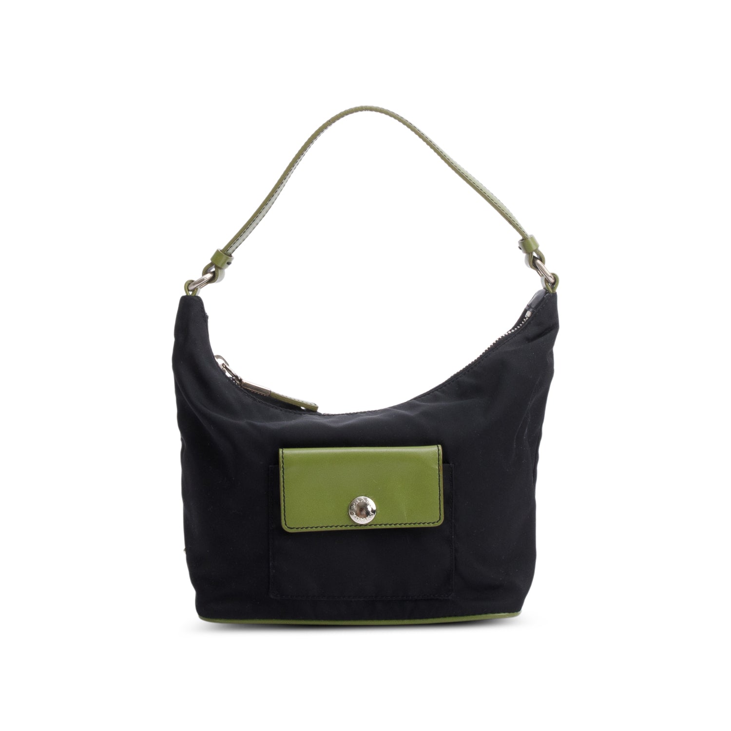 Prada Tessuto Mini Sirio Pocket Hobo Bag Leather Black Travel Bag