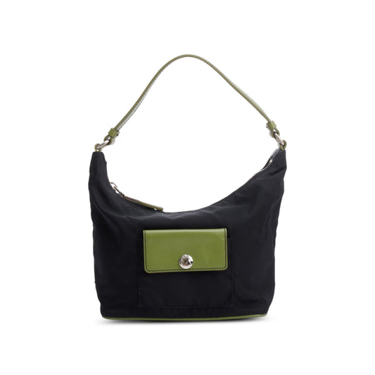 Prada Tessuto Mini Sirio Pocket Hobo Bag Leather Black Travel Bag