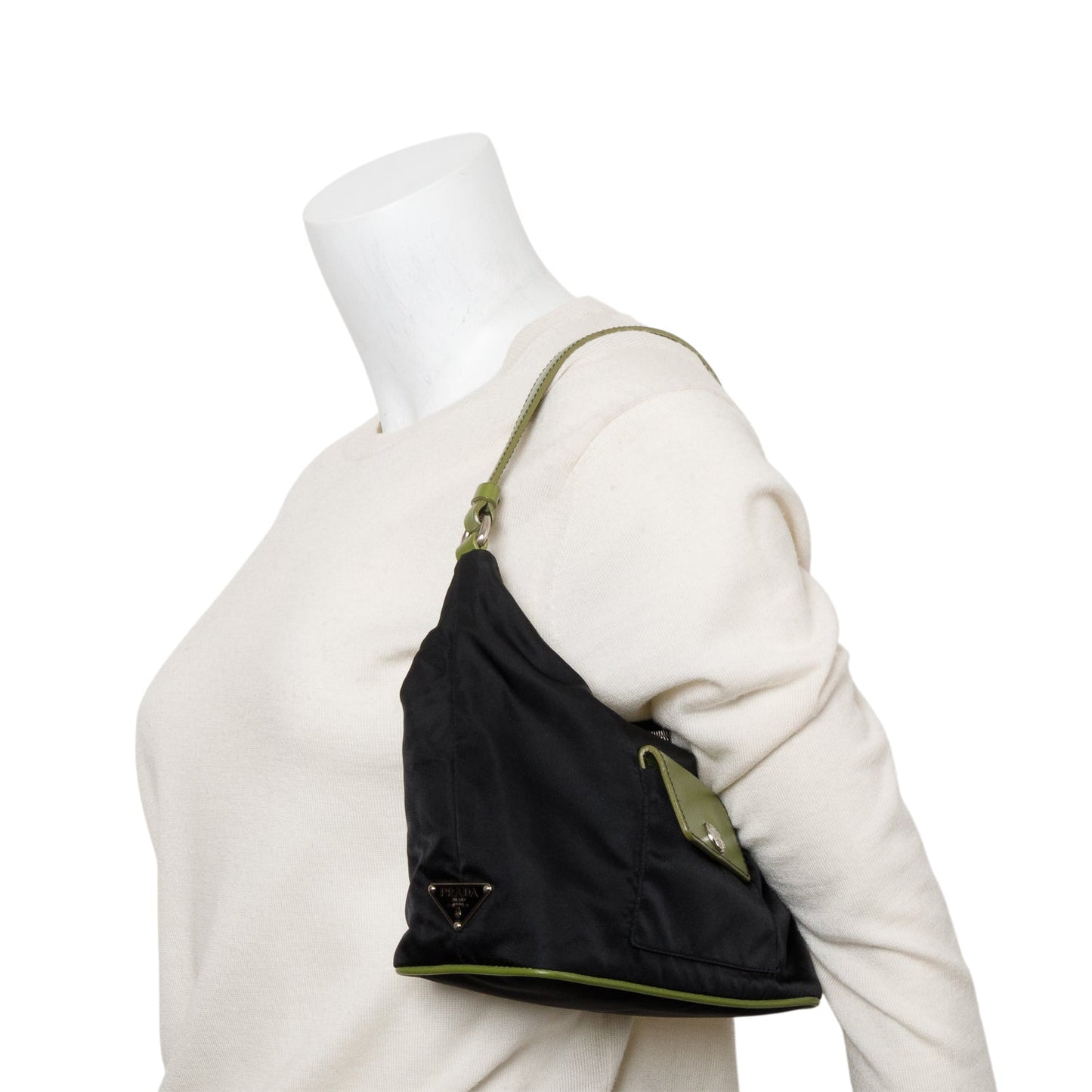 Prada Tessuto Mini Sirio Pocket Hobo Bag Leather Black Travel Bag