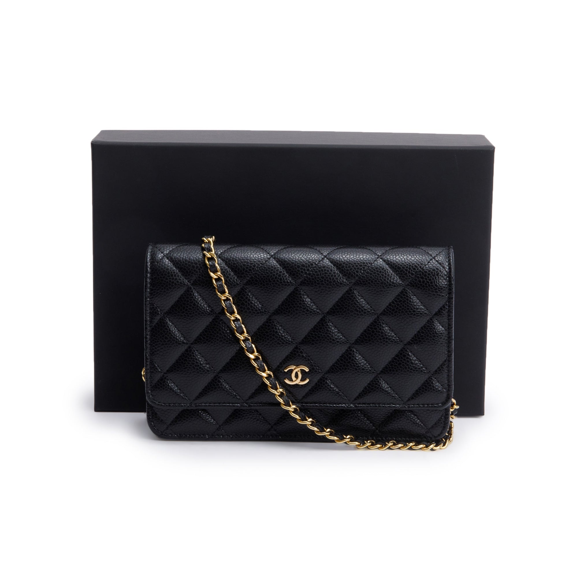 Chanel Quilted Caviar Classic on Leather Black Wallet Case 11