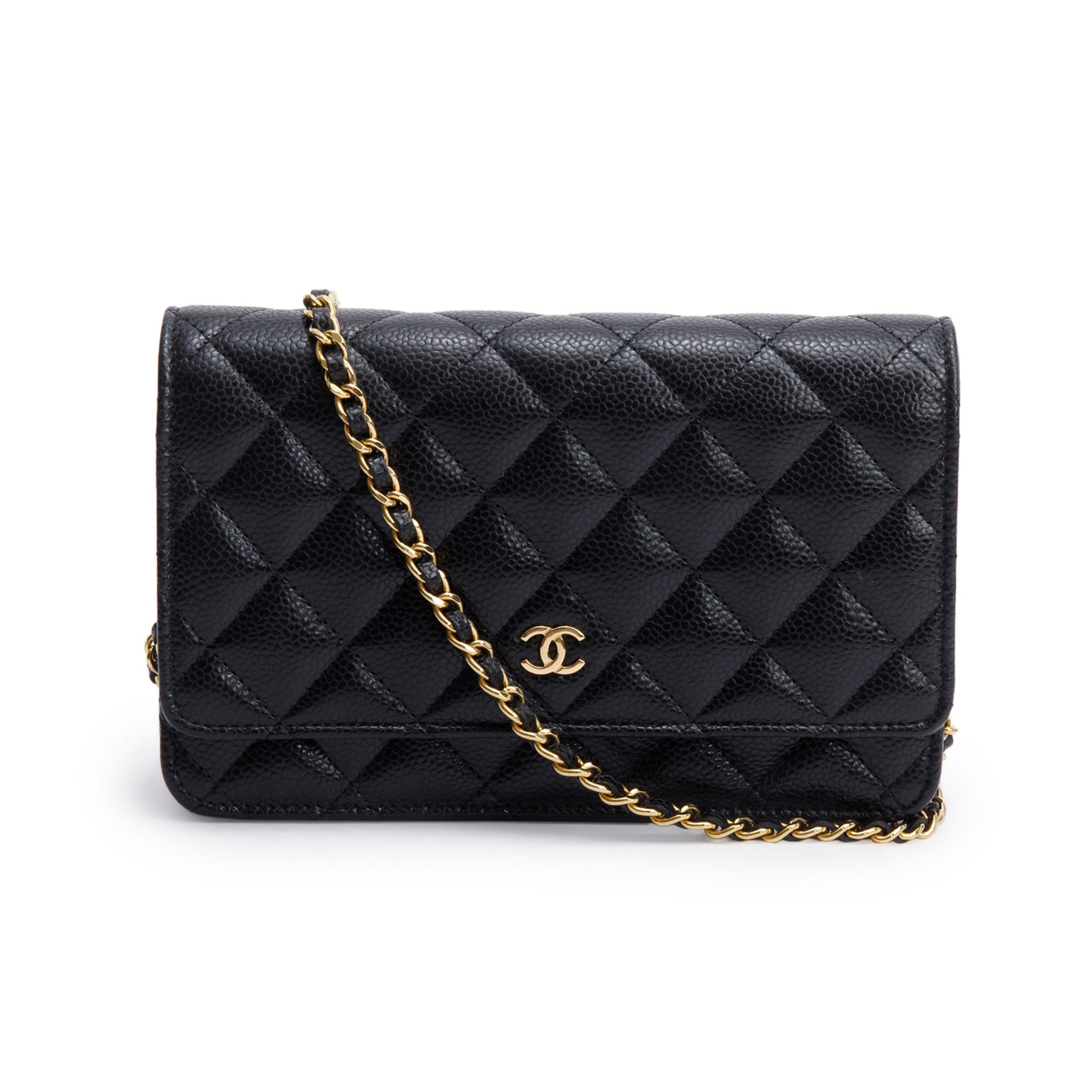 Chanel Quilted Caviar Classic on Leather Black Wallet Case 11