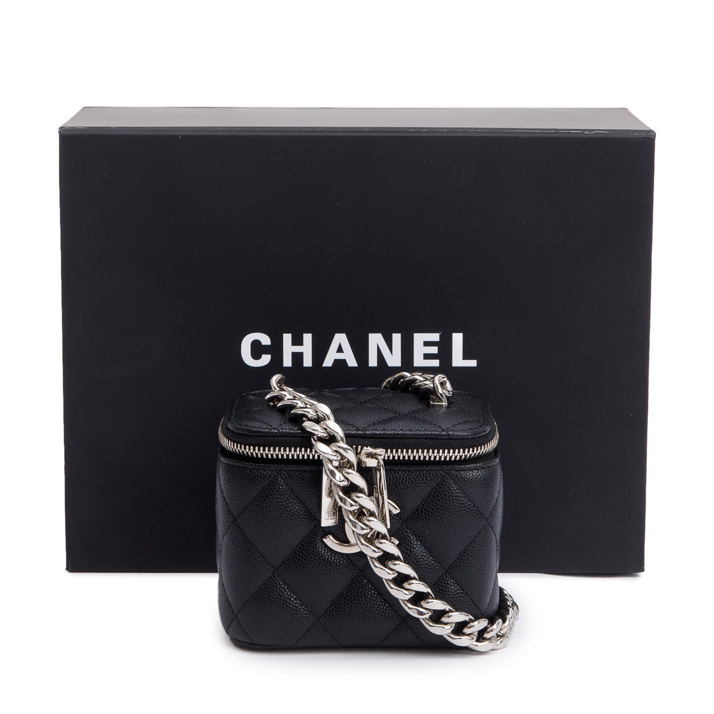 Chanel Caviar Micro Coco Vanity Leather Black Travel Bag
