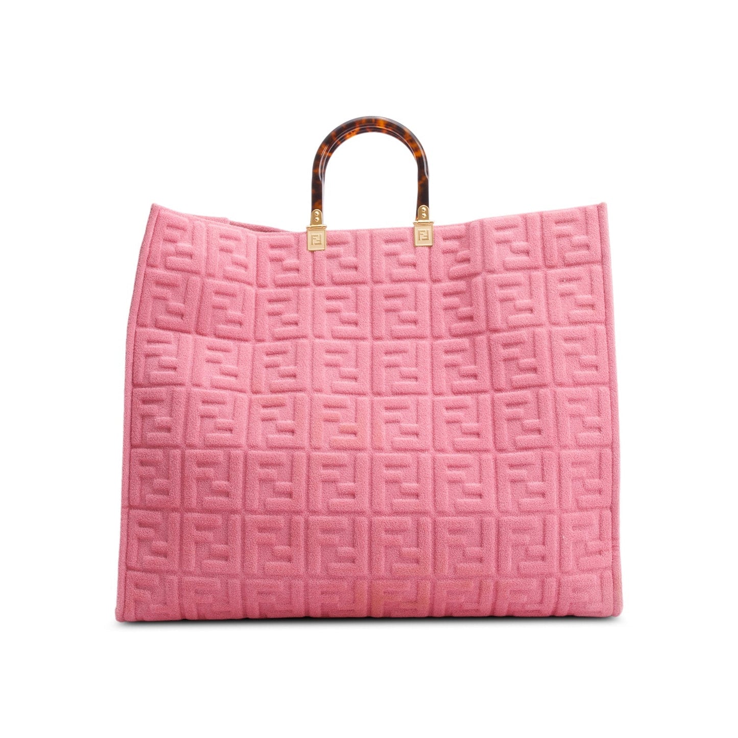 Fendi Xl Ff Zucca Terry Cloth Sunshine Shopper Pink Tote Bag