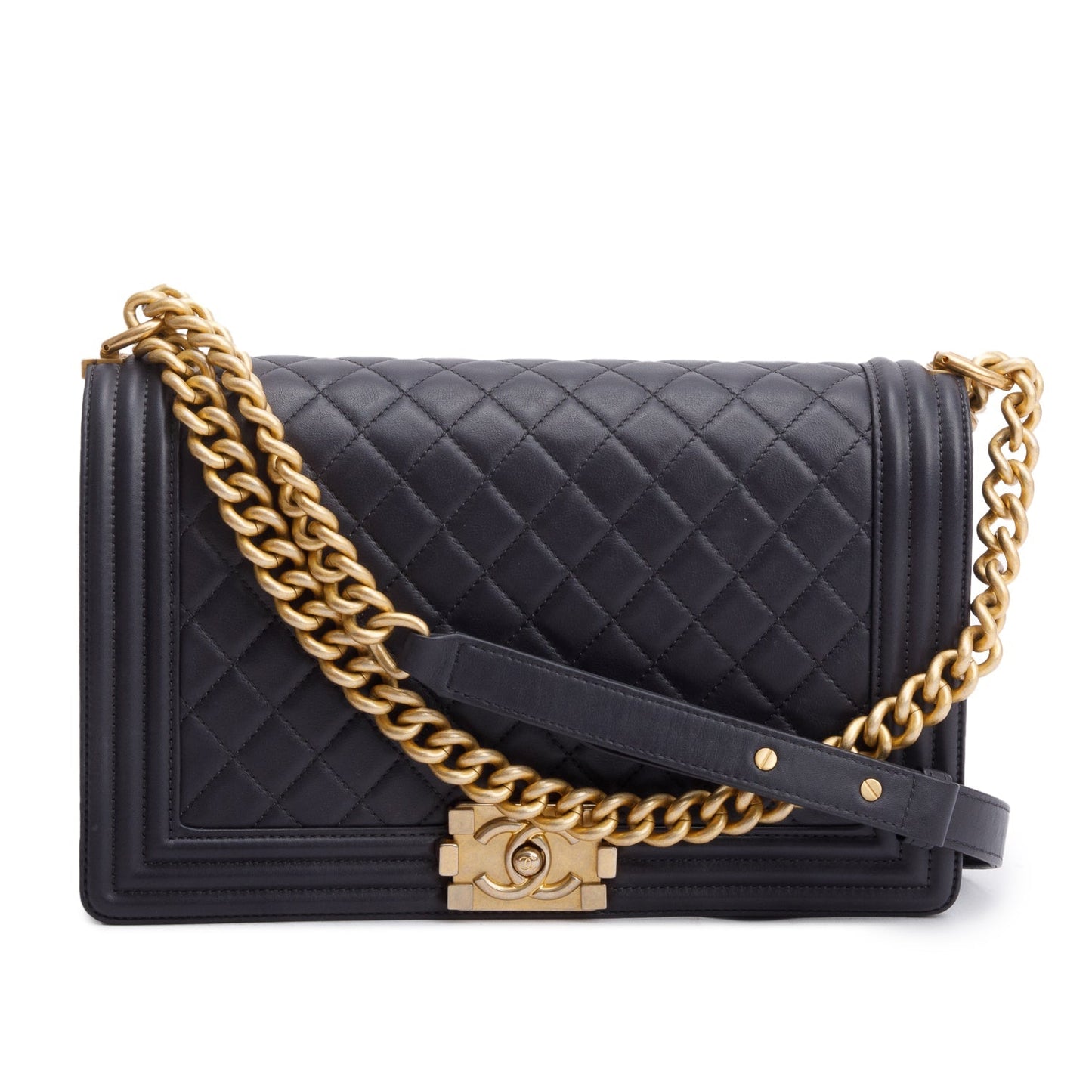 Chanel Quilted Boy Leather Lambskin Black Travel Bag 8