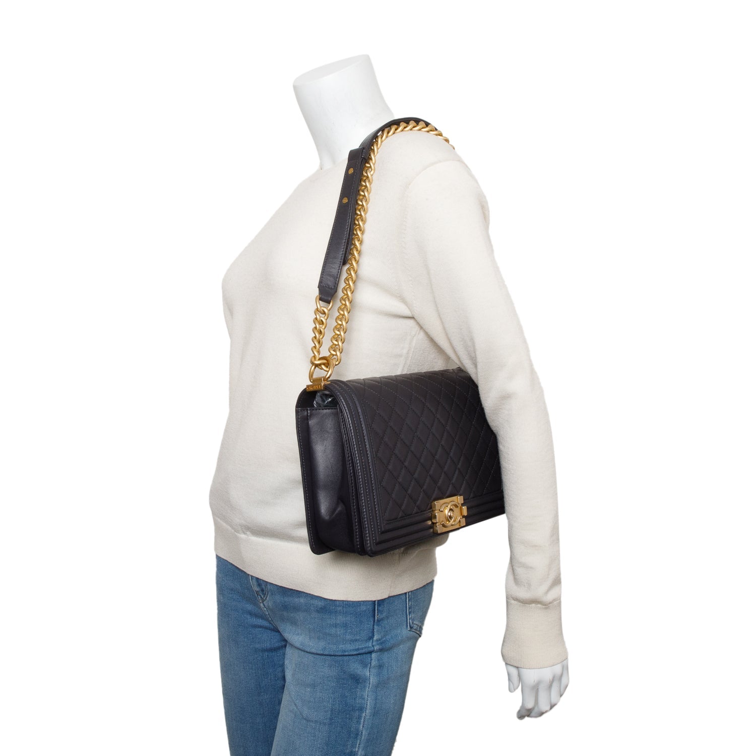 Chanel Quilted Boy Leather Lambskin Black Travel Bag 8