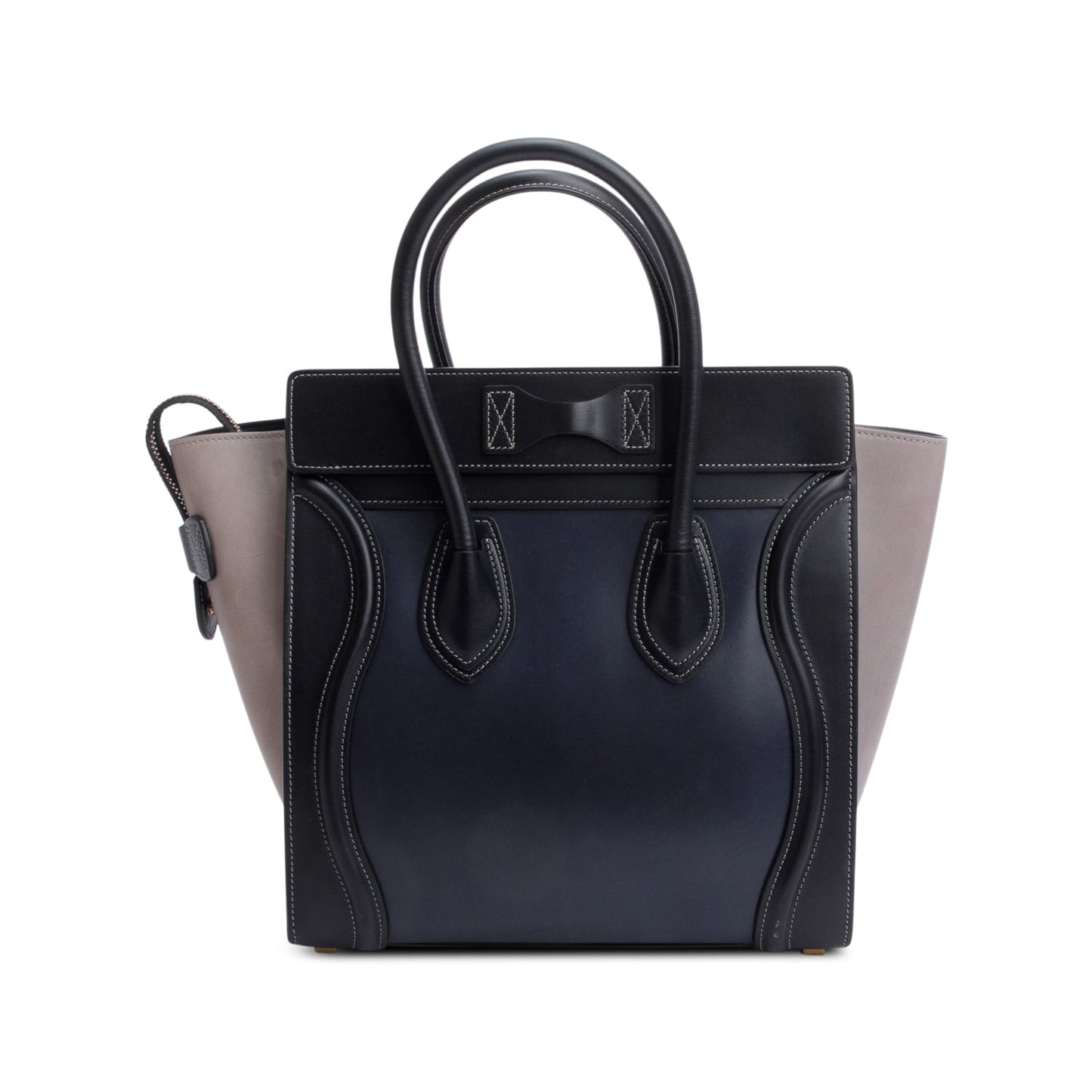 Celine & Grey Bi Color Calfskin Micro Luggage Leather Black Tote Bag