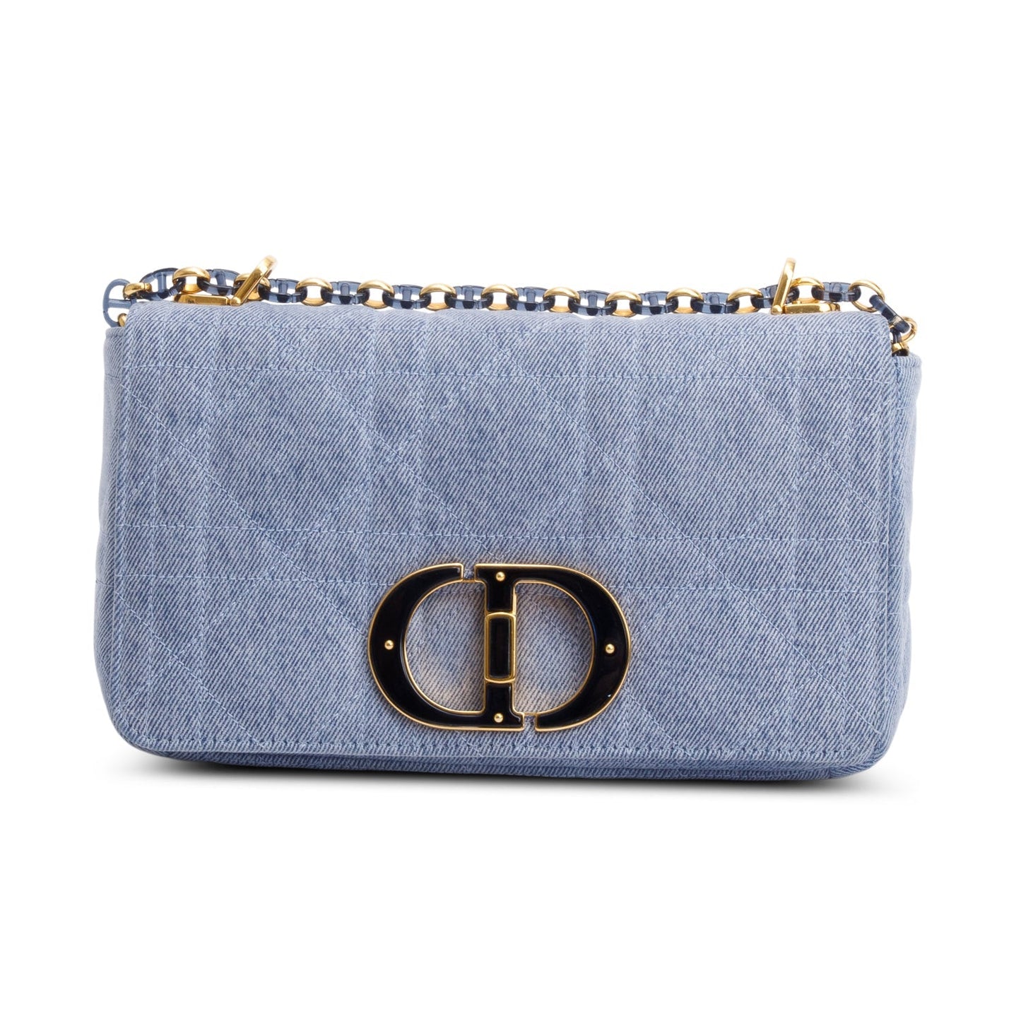 Dior Christian Macrocannage Caro Bag Denim Blue Travel Bag