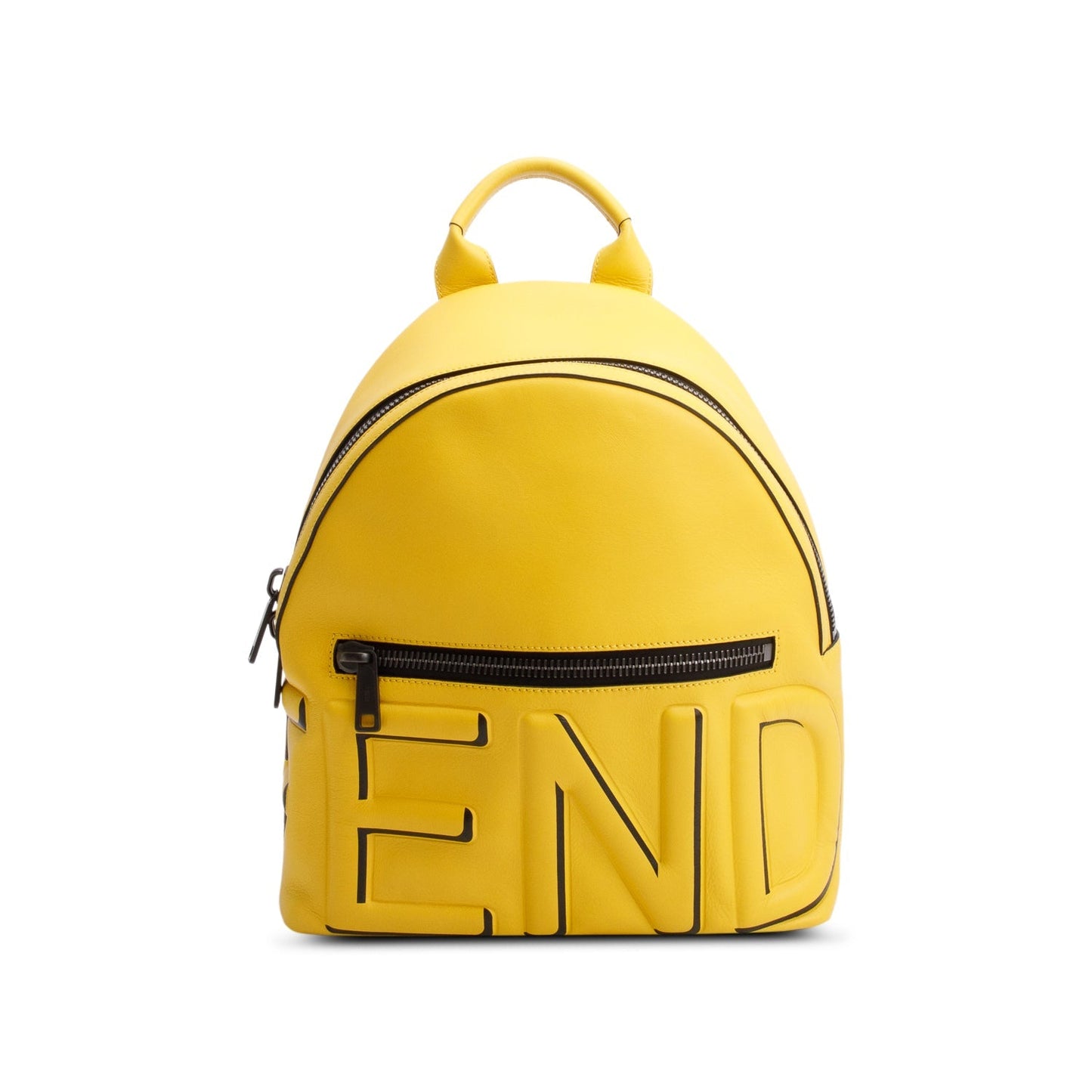 Fendi Yellow Calfskin Embossed Backpack Leather Logo