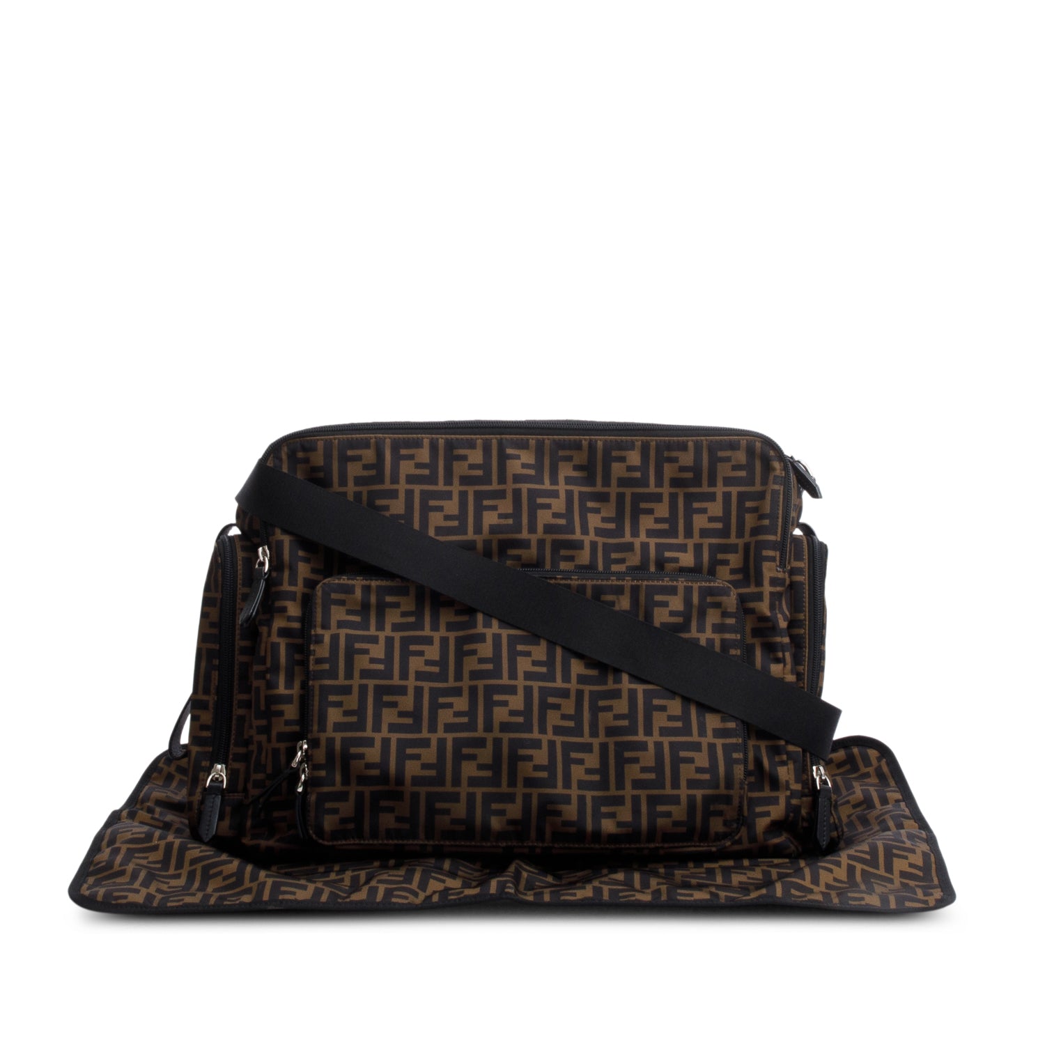 Fendi Ff Zucca Changing Diaper Bag Nylon Brown Travel Bag