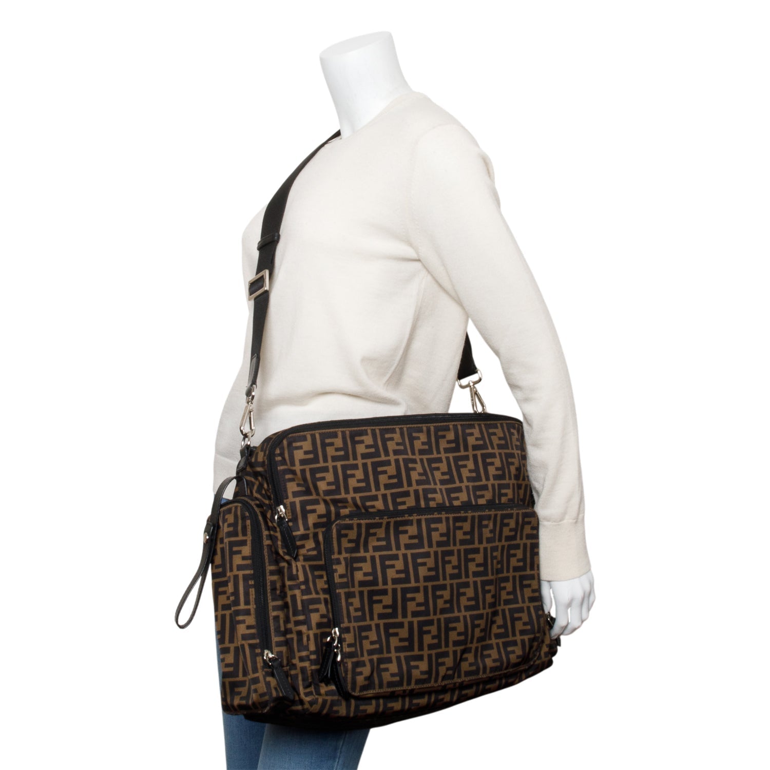 Fendi Ff Zucca Changing Diaper Bag Nylon Brown Travel Bag