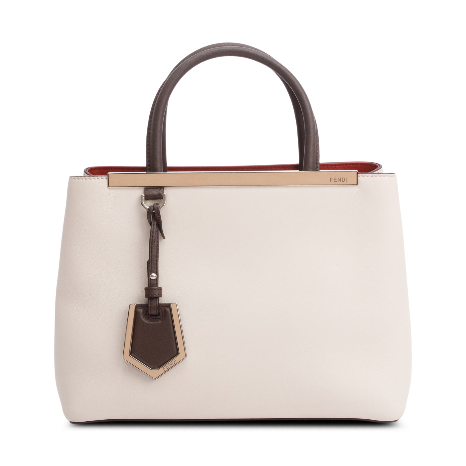 Fendi Creme Vitello Elite Petite 2Jours Tote Leather Tote Bag