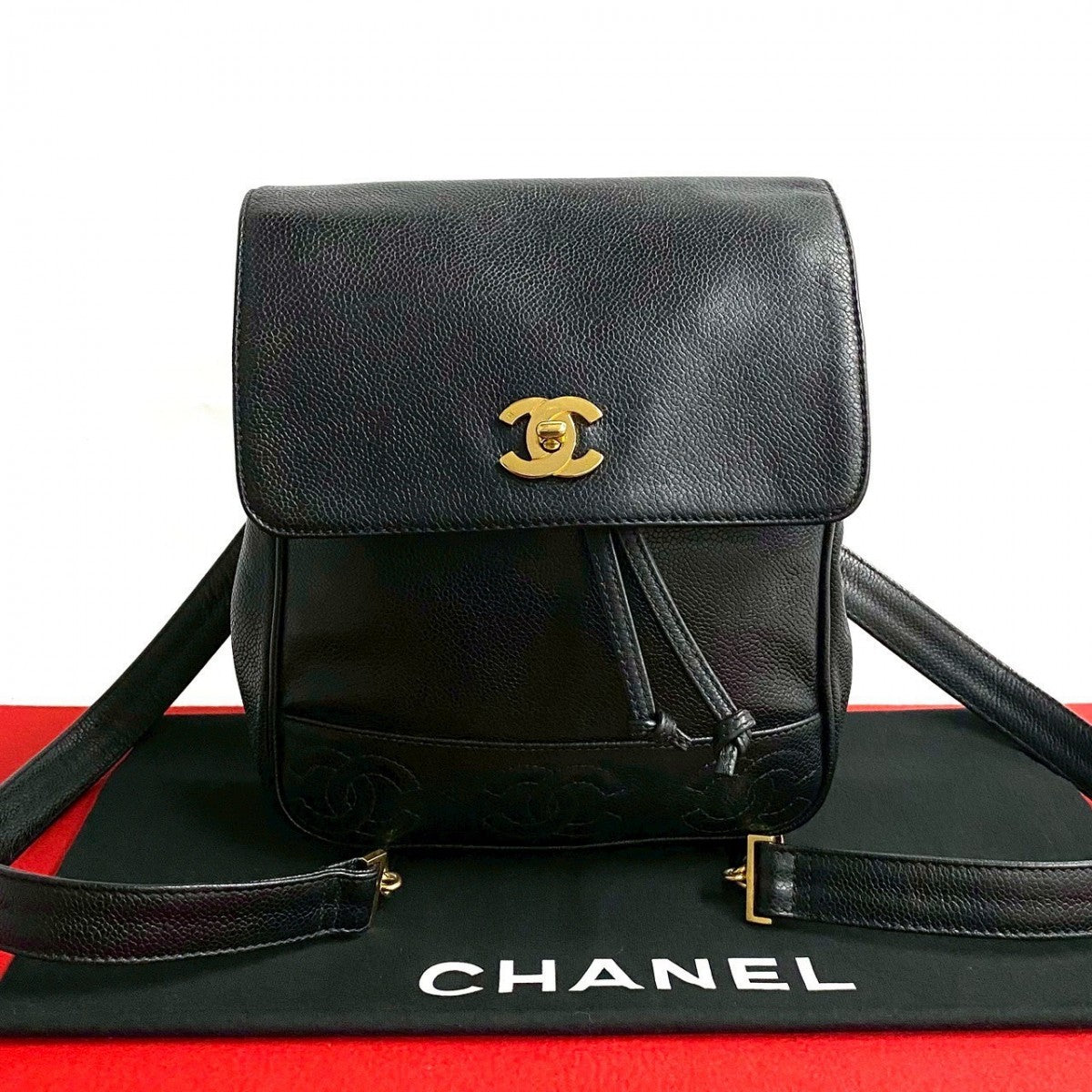 Chanel Backpack Matt caviar skin Trip Luco Black