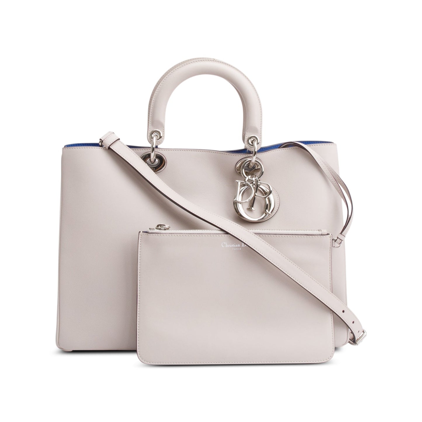 Dior Christian Ivory Calfskin issimo Tote Handbag Leather Large Tote Bag