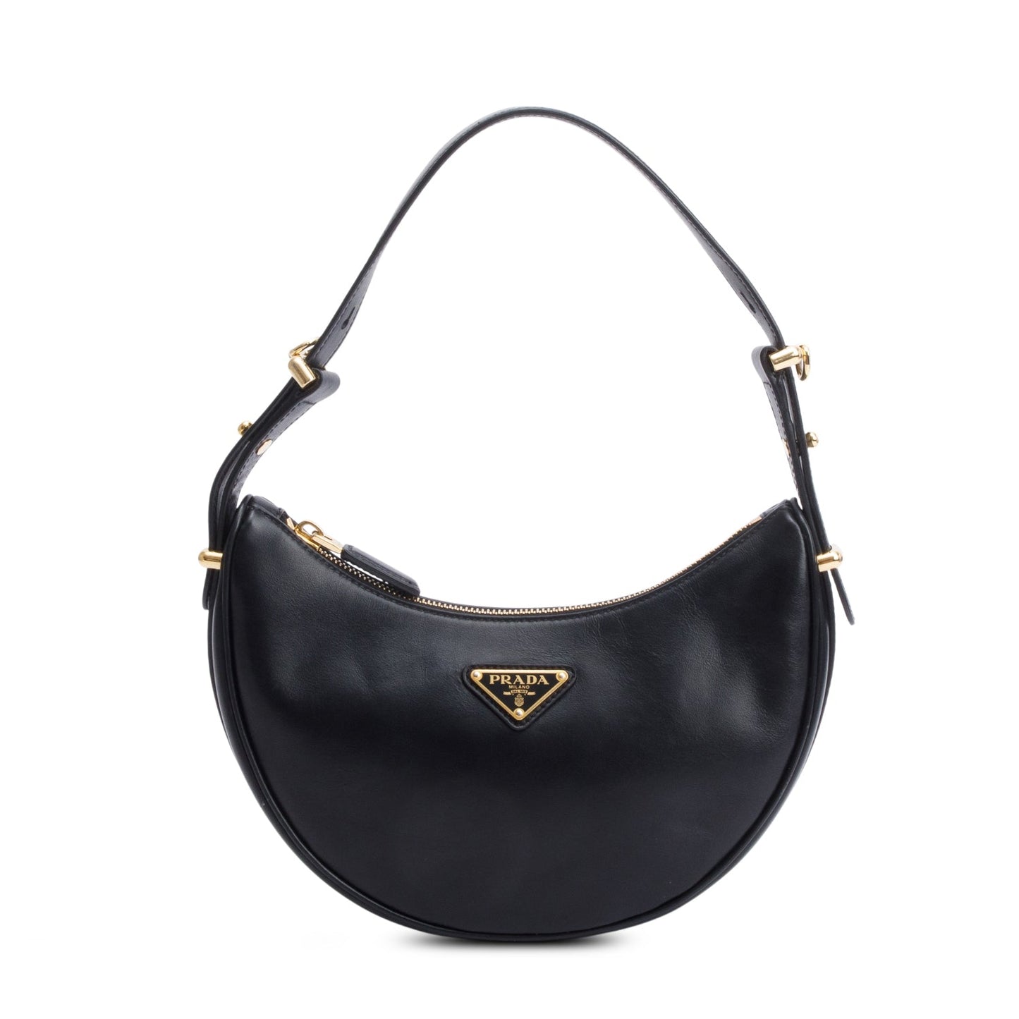 Prada Soft Calf Arque Shoulder Bag Leather Black
