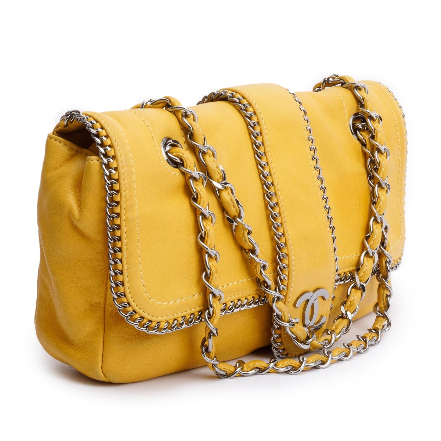 Chanel Madison Flap Leather Lambskin Yellow Travel Bag