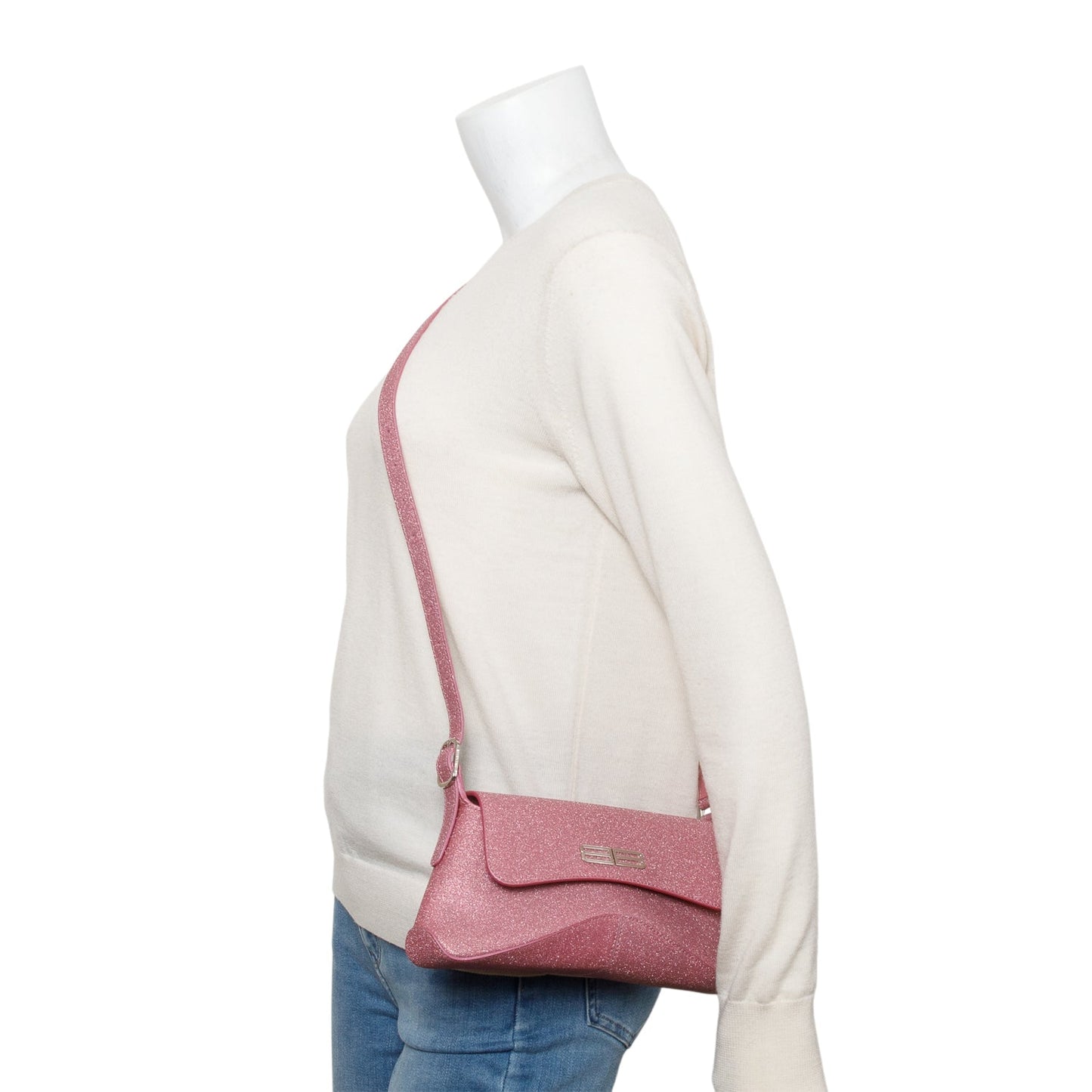Balenciaga Sparkling Fabric Xx Stretch Bag Pink Small Travel Bag