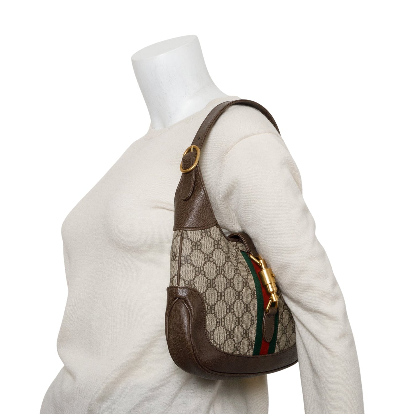 Gucci Balenciaga Bb Supreme Calfskin Web Small Jackie Leather Canvas Travel Bag