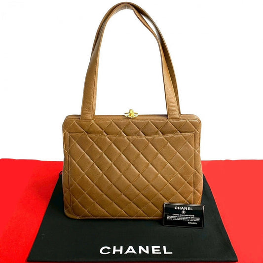 Chanel Matt caviar skin COCO Mark Matrasse Brown Tote Bag