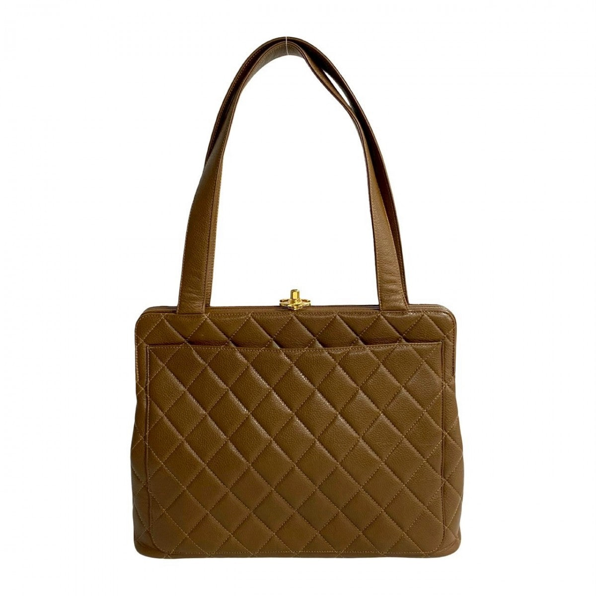 Chanel Matt caviar skin COCO Mark Matrasse Brown Tote Bag
