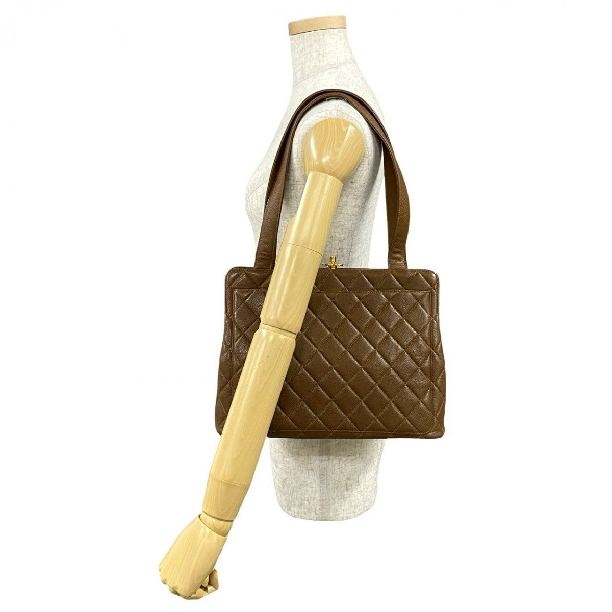 Chanel Matt caviar skin COCO Mark Matrasse Brown Tote Bag