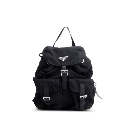 Prada Tessuto & Saffiano Vela Small Backpack Handbag Leather Nylon
