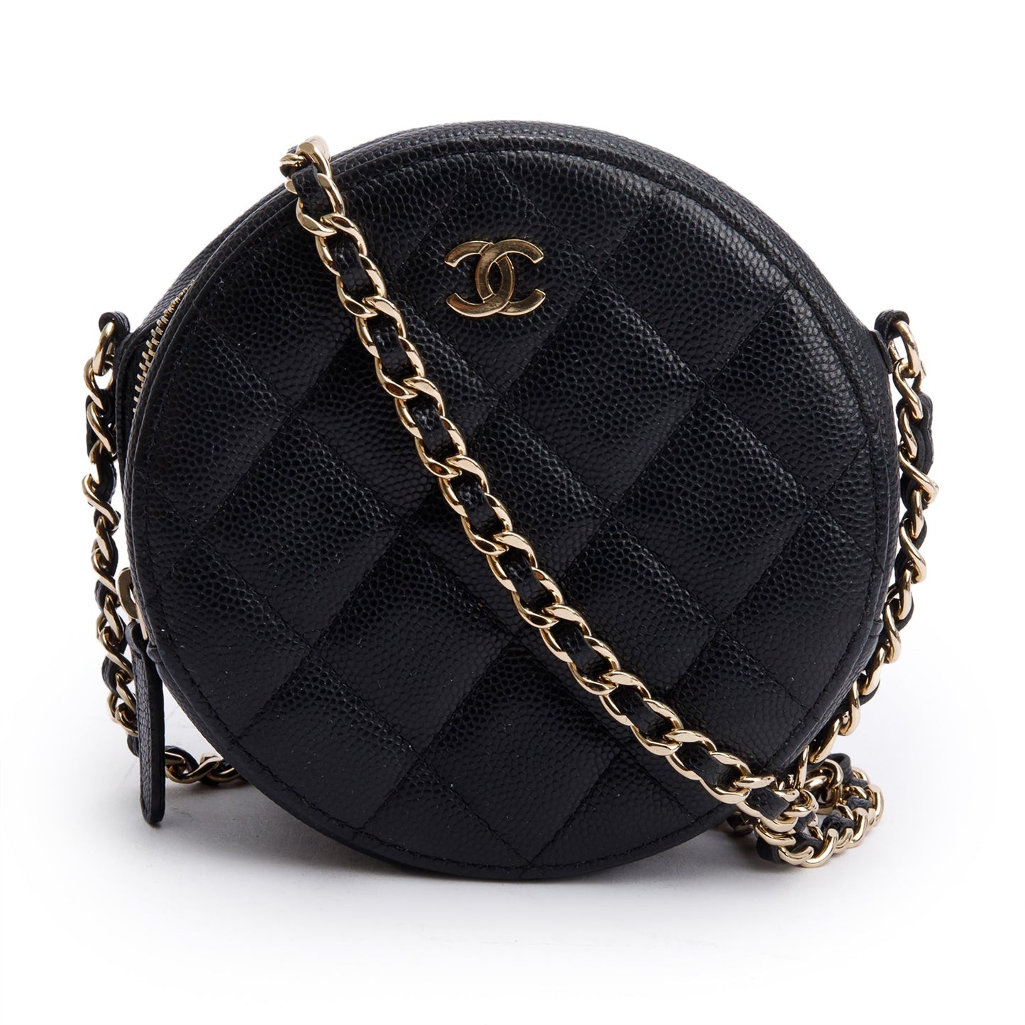 Chanel Caviar Round Leather Black Travel Bag
