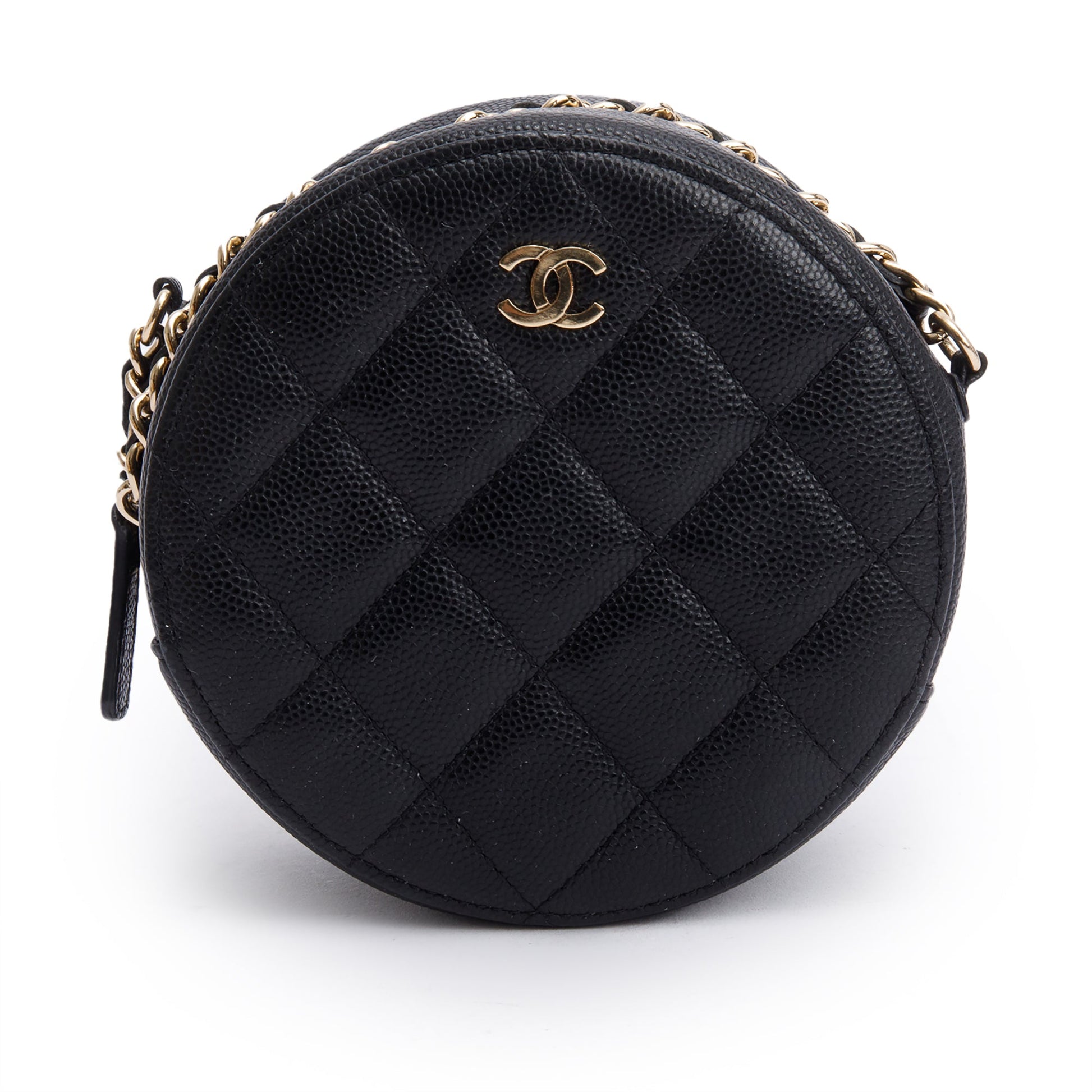 Chanel Caviar Round Leather Black Travel Bag