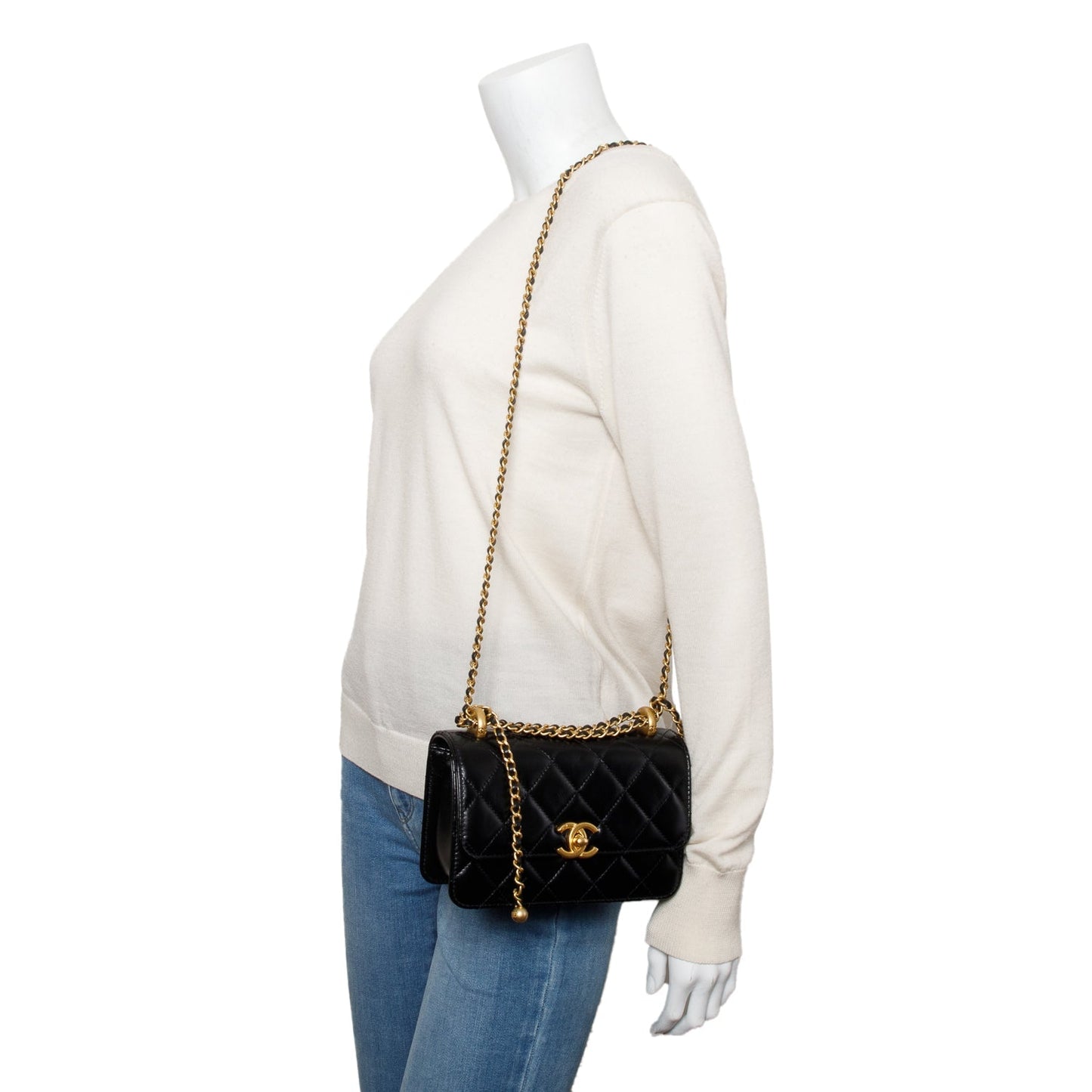Chanel Quilted Perfect Fit Flap Leather Lambskin Black Travel Bag
