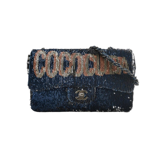 Chanel Coco Cuba Flap Navy Sequins Shoulder Bag