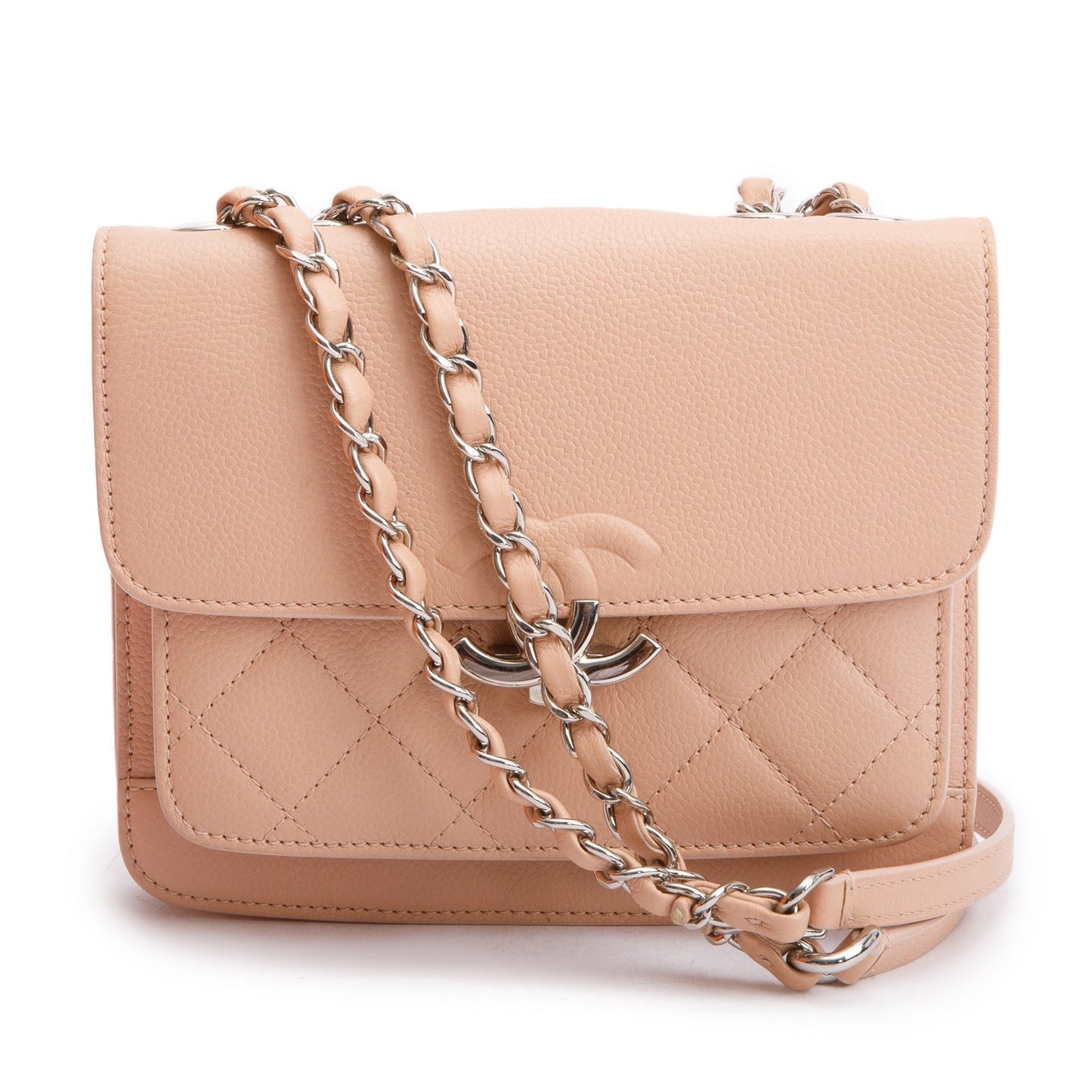 Chanel Caviar CC Box Flap Leather Pink Travel Bag