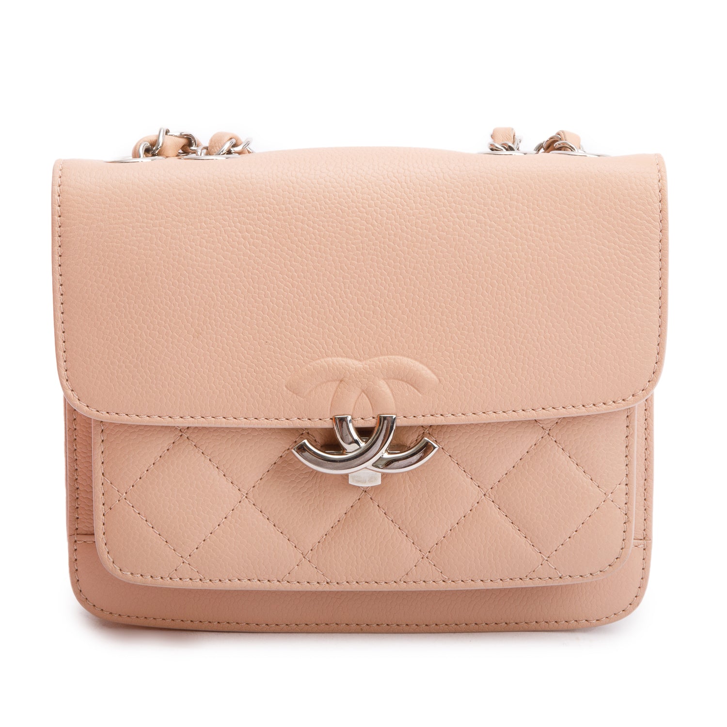 Chanel Caviar CC Box Flap Leather Pink Travel Bag