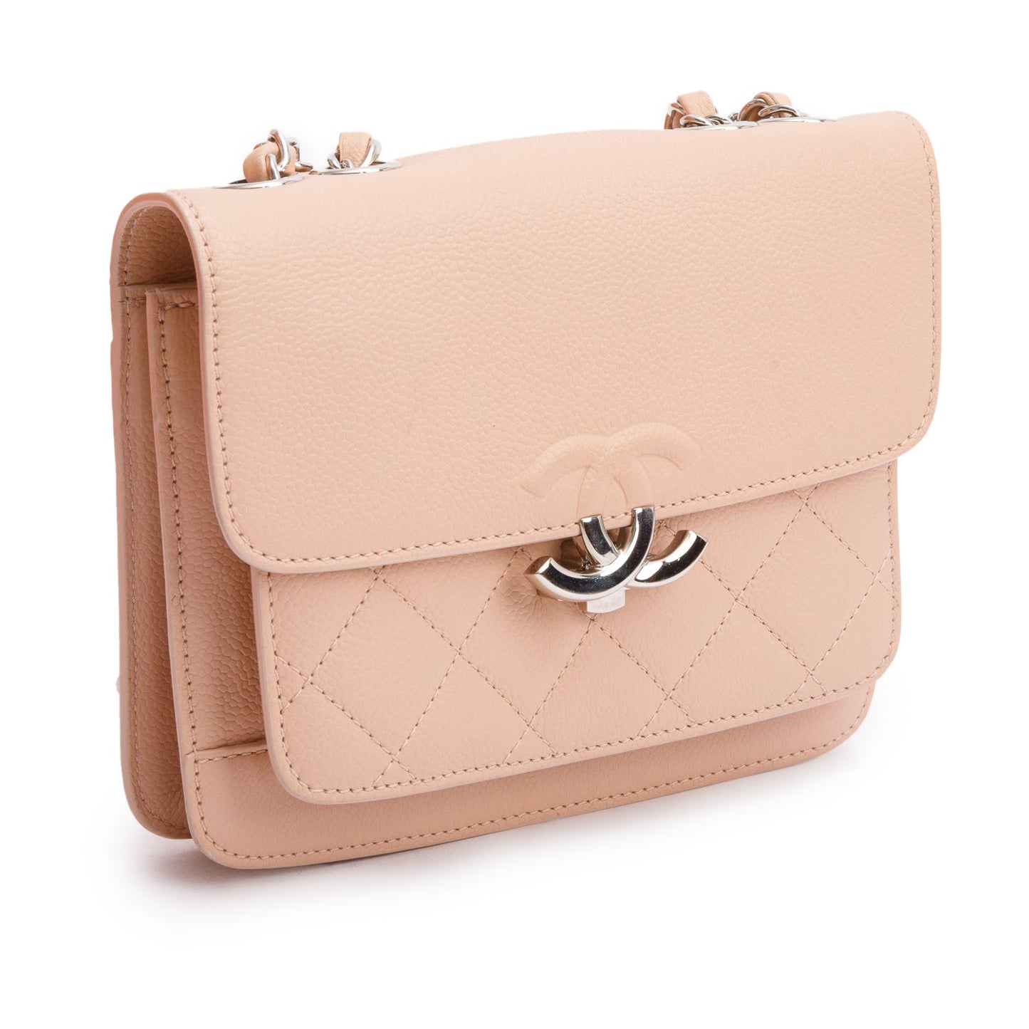 Chanel Caviar CC Box Flap Leather Pink Travel Bag