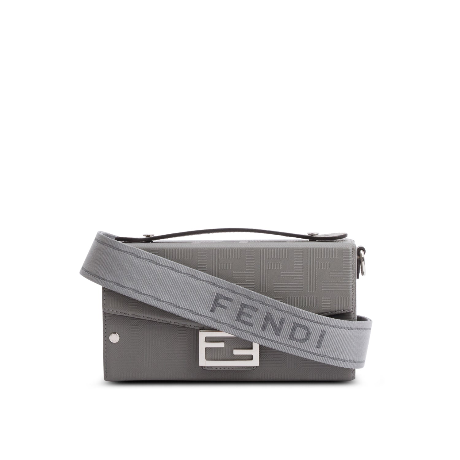 Fendi Grey Vitello King Ff Lines Embossed Soft Leather Travel Bag